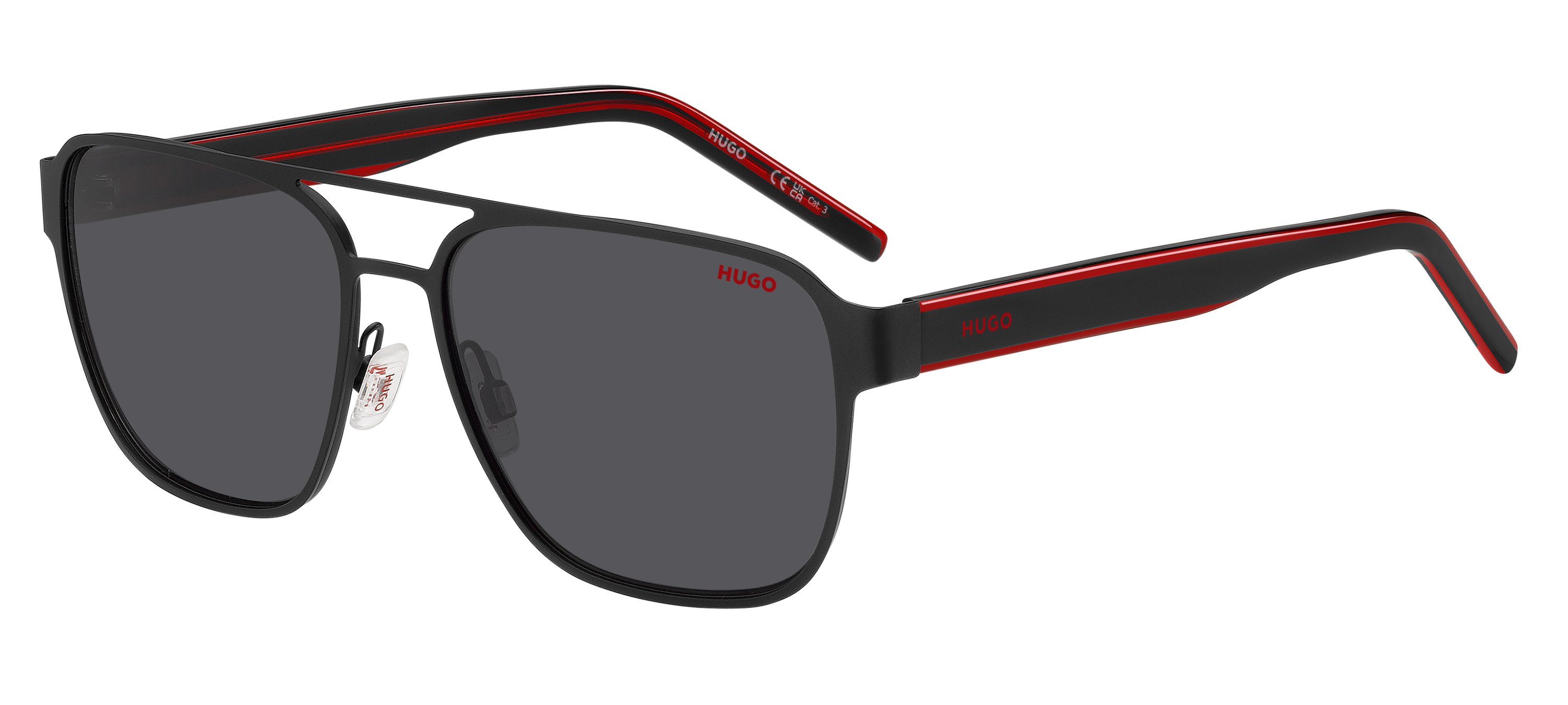 Das Bild zeigt die Sonnenbrille HG1298/S OIT von der Marke Hugo in rot/schwarz.