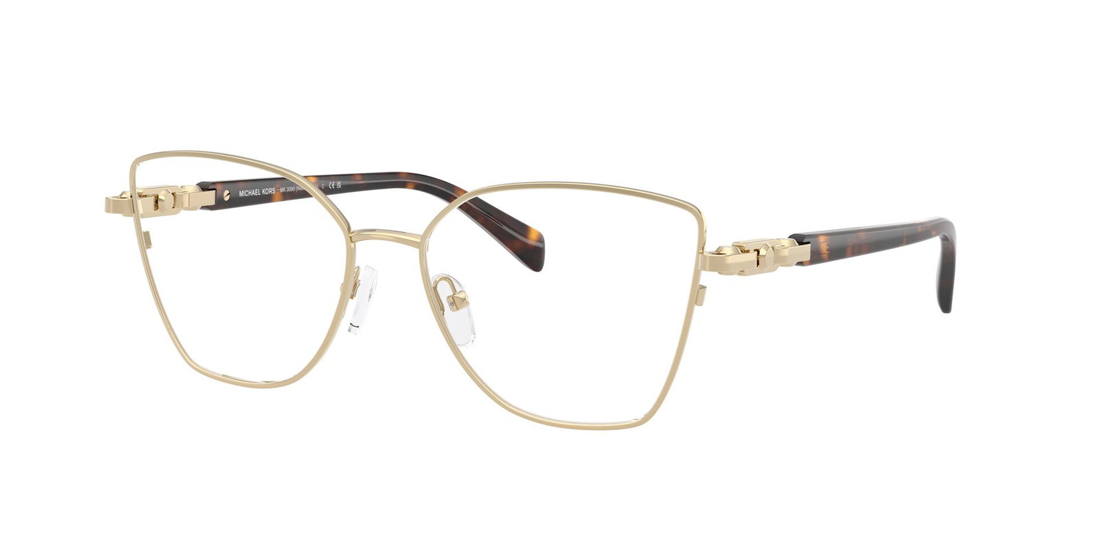Michael Kors 0MK3090 1014 – Glänzende hellgoldene Damenbrille oval Metall