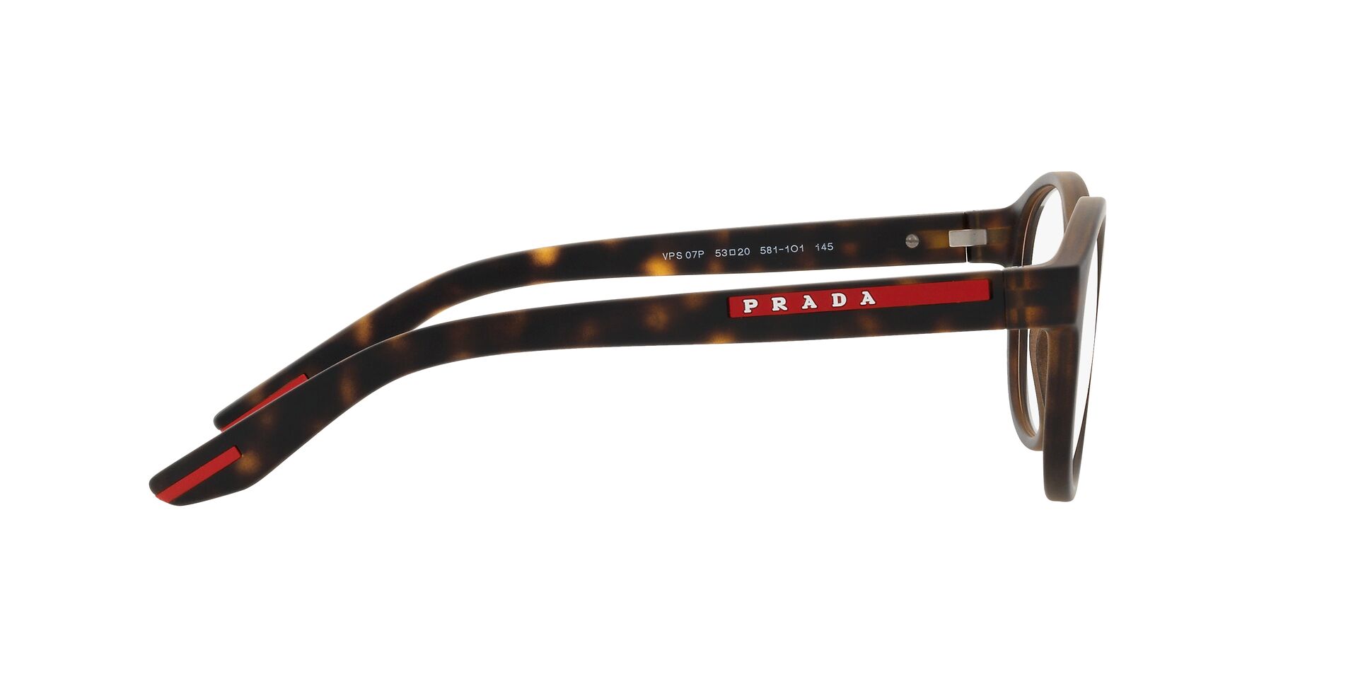 Das Bild zeigt die Bügel der Prada Linea Rossa Fassung PS07PV 5811O1.