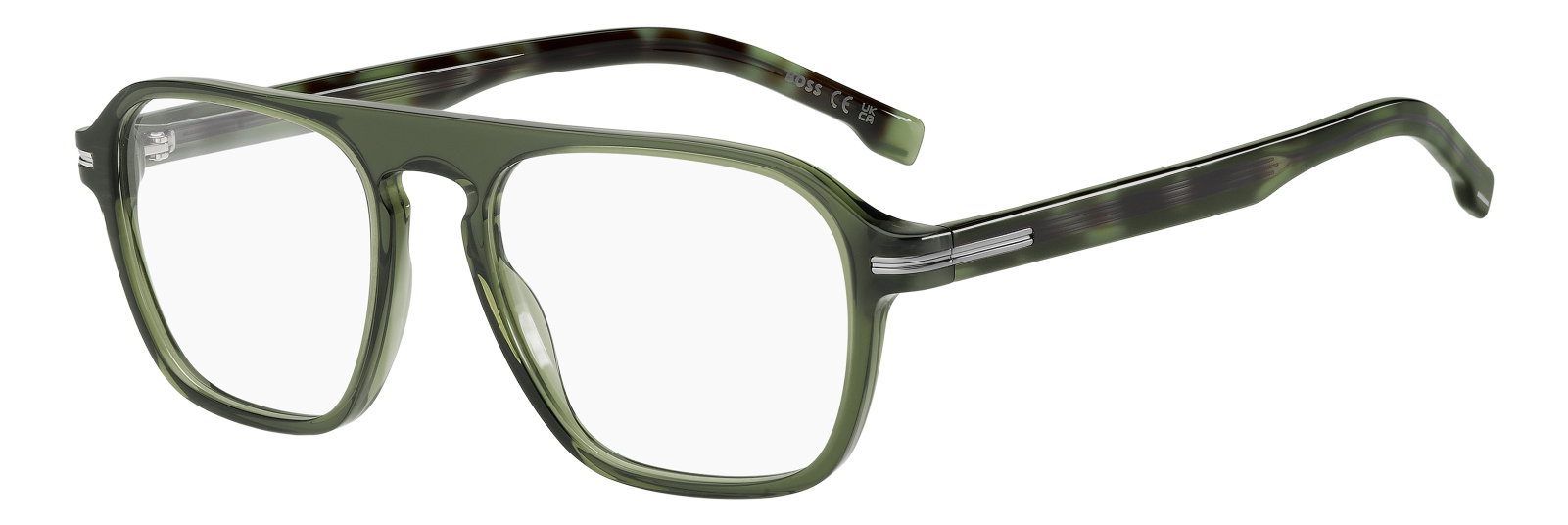 Zu sehen ist eine Korrektionsbrille von Boss in der Farbe Grün.