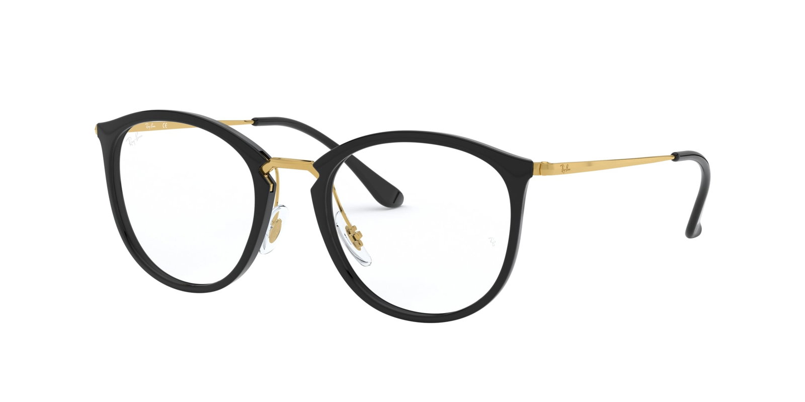 Das Bild zeigt die Korrektionsbrille RX7140 2000 von der Marke Ray Ban in schwarz/gold.