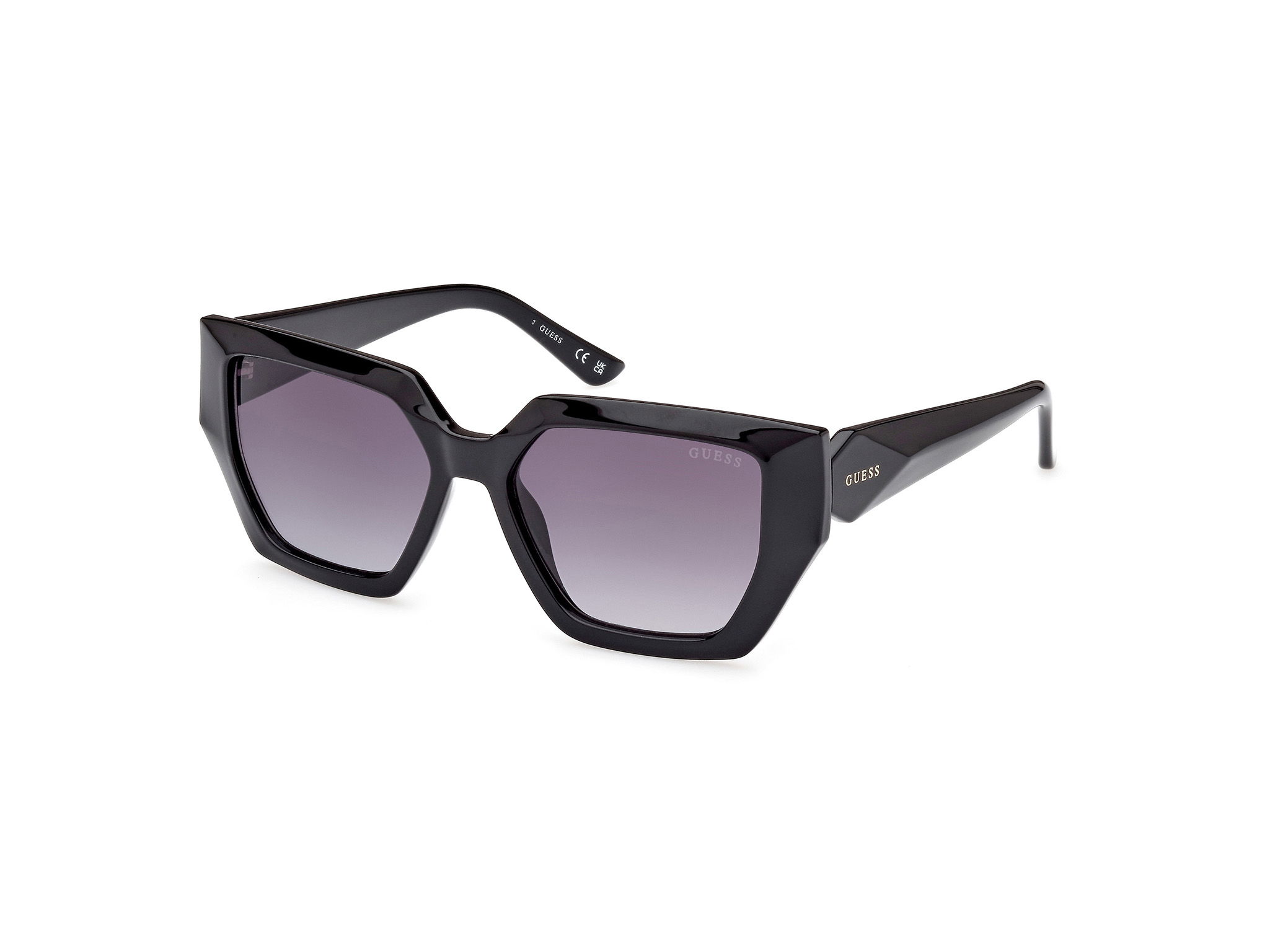 Das Bild zeigt die Sonnenbrille GU7896 01B von der Marke Guess in Schwarz