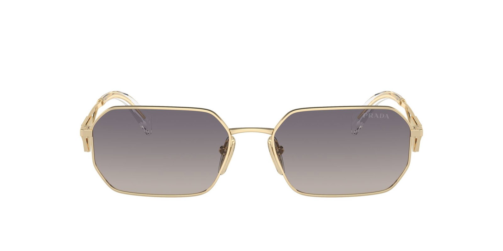 Das Bild zeigt die Sonnenbrille 0PR A51S ZVN30C von der Marke Prada in Hellgold.
