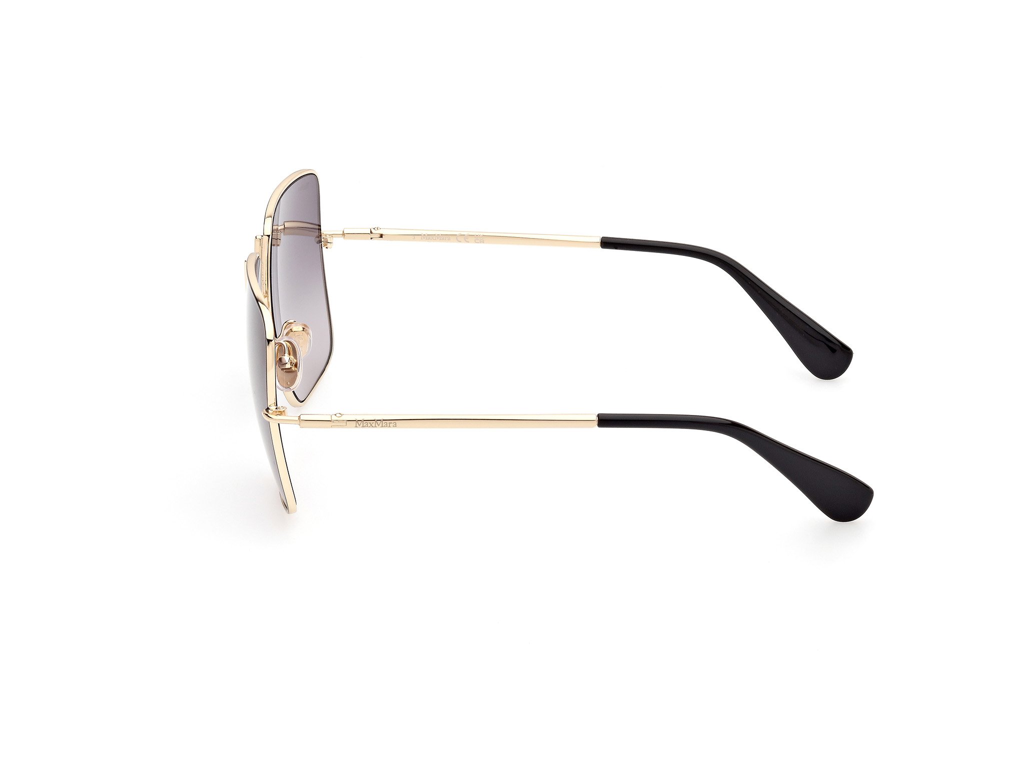 Das Bild zeigt die Sonnenbrille MM0082 32B von der Marke Max Mara in Schwarz/Gold.