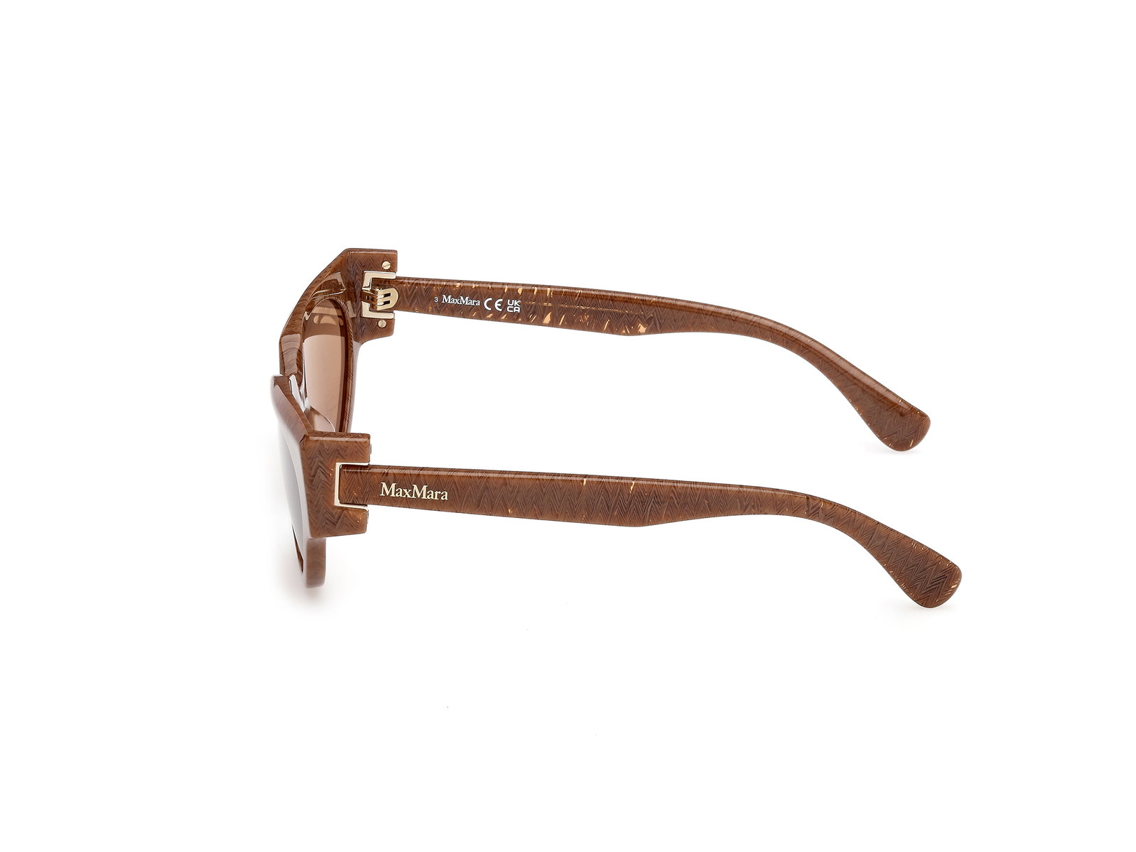 Das Bild zeigt die Sonnenbrille MM0139 von der Marke Max Mara in Braun gemustert.