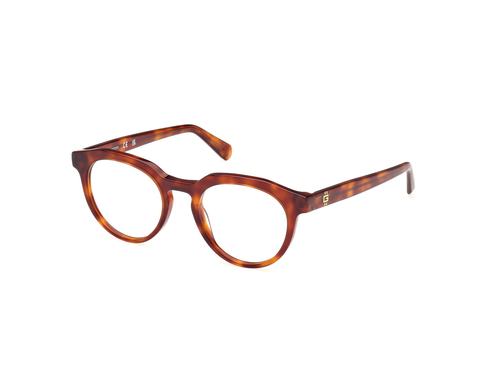 Guess GU50134 053 – Runde Herrenbrille Dunkel Havanna Kunststoff
