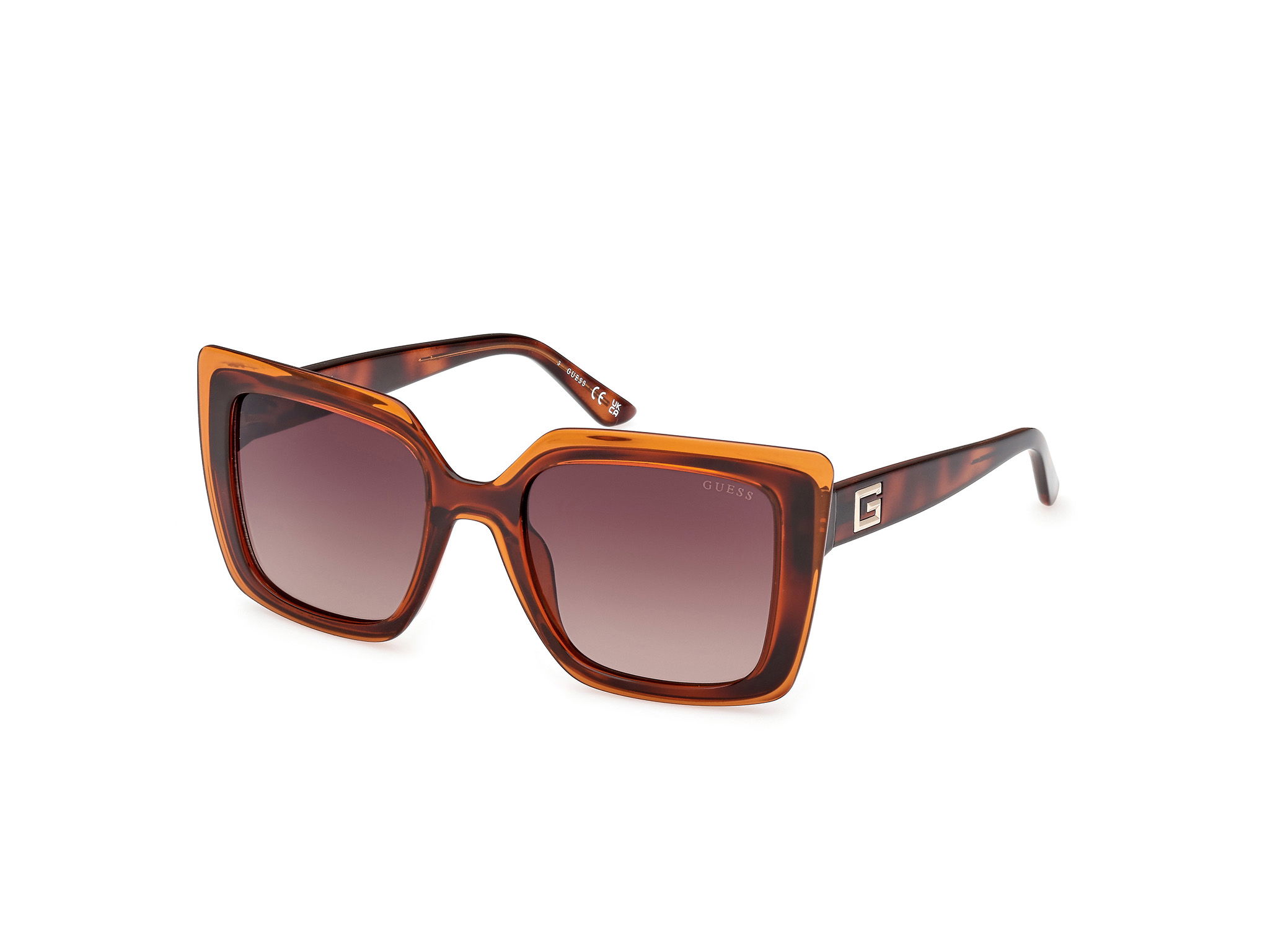 Das Bild zeigt die Sonnenbrille GU7908 52F von der Marke Guess in Havanna