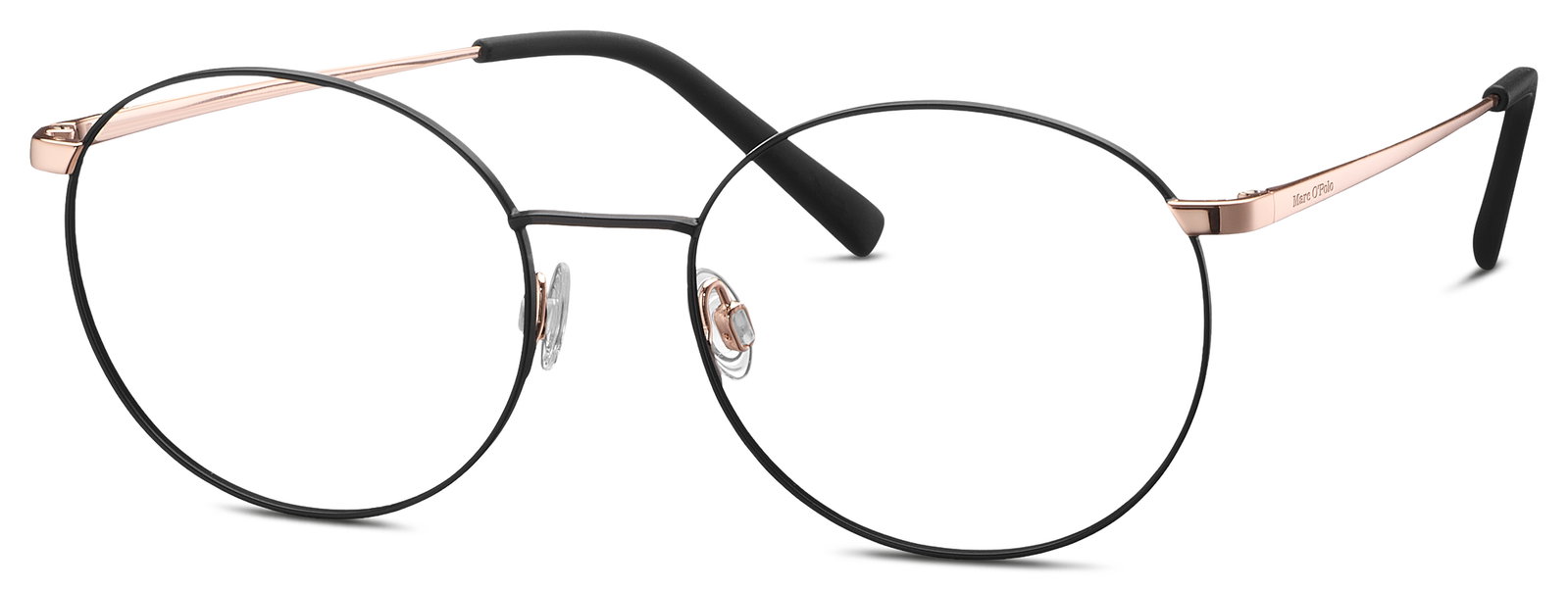 MARC O'POLO Eyewear 502122 12 – Runde Metallbrille Schwarz Gold Oversize