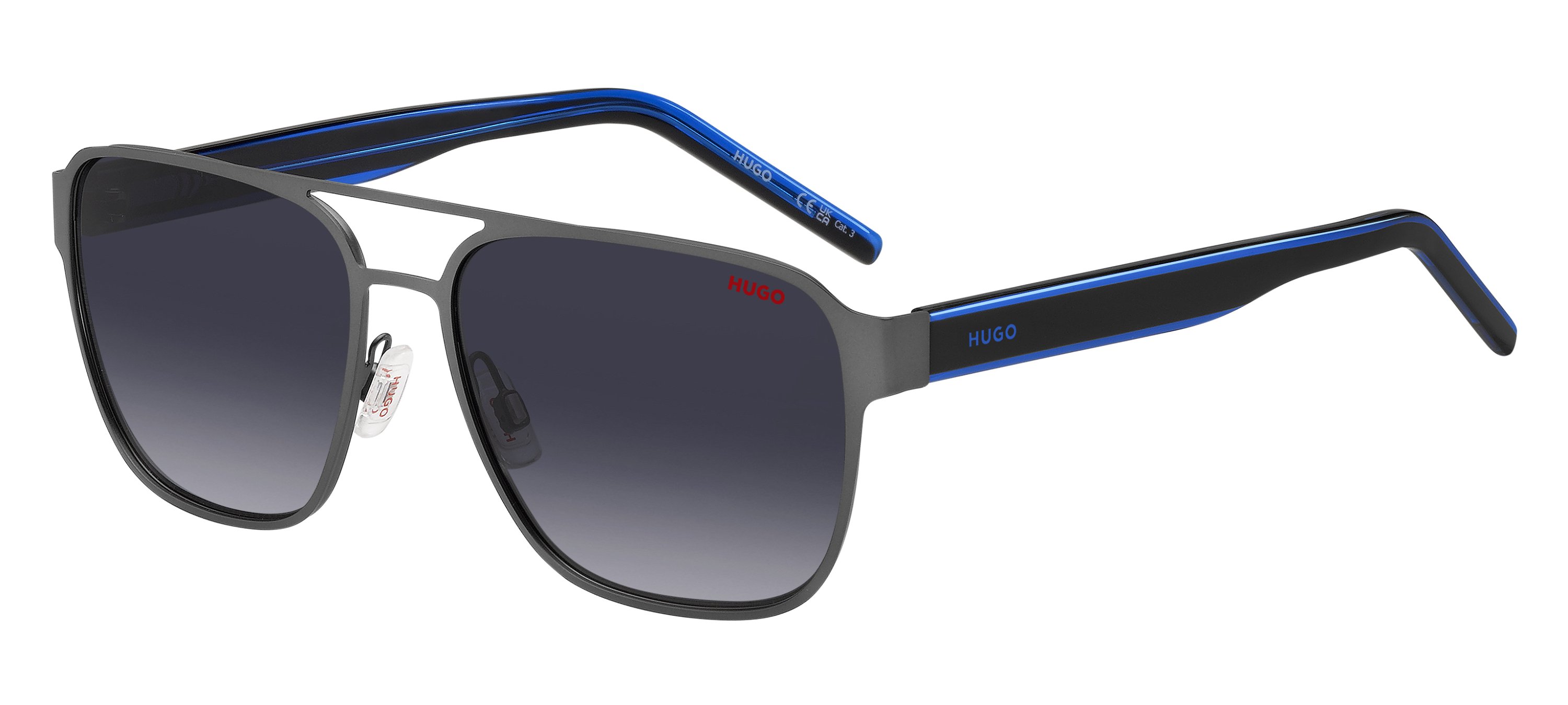 Das Bild zeigt die Sonnenbrille HG1298/S D51 von der Marke Hugo in blau/schwarz.