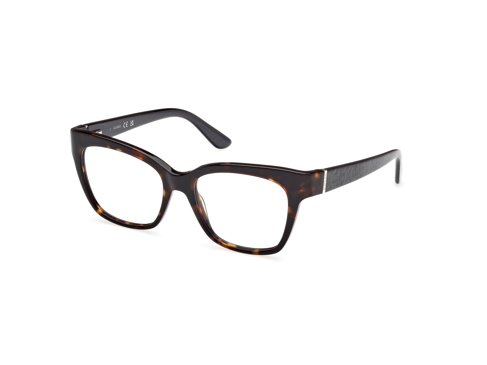 Guess GU50233 052 – Quadratische Damenbrille Dunkelhavanna Kunststoff