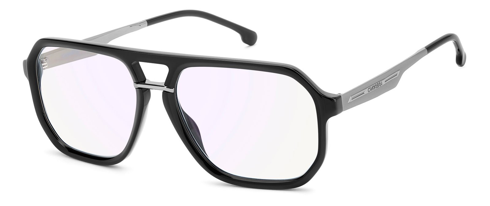 Zu sehen ist die Korrektionsbrille 1116470 von Carrera in der Farbe Schwarz/Silber.