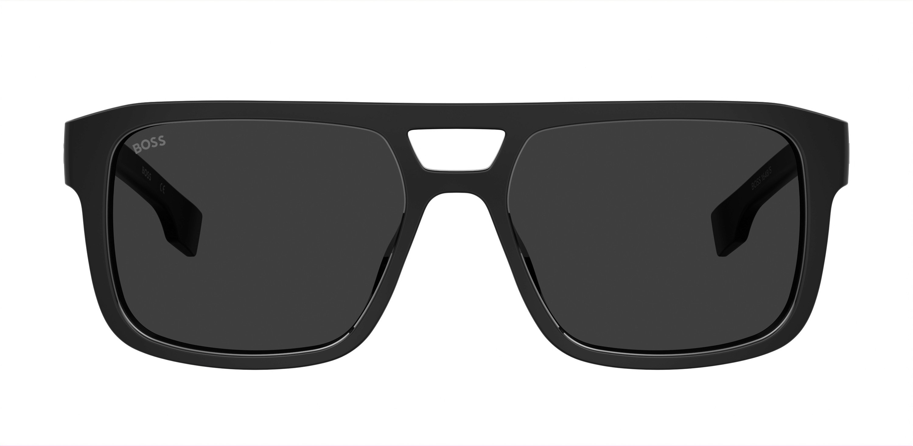 Das Bild zeigt die Sonnenbrille BOSS1648S 807 von der Marke BOSS in Schwarz.