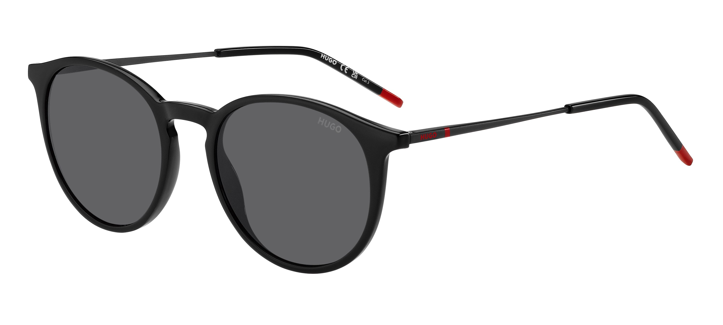 Das Bild zeigt die Sonnenbrille HG1286/S OIT von der Marke Hugo in schwarz/rot.