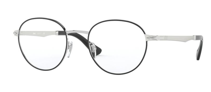 Persol PO2460V 1074 50 – Schmale Metallbrille Schwarz Silber Grau