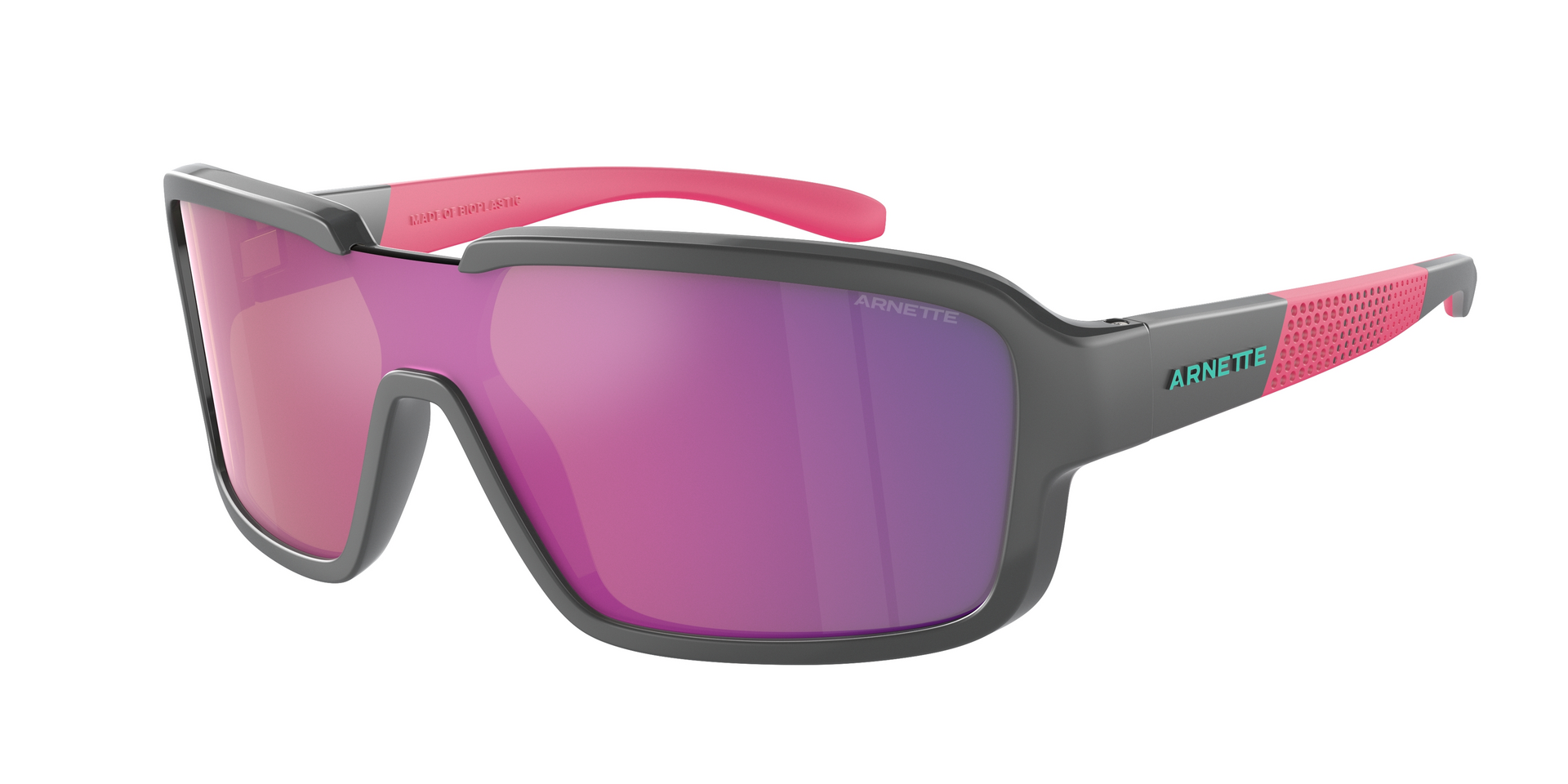 Das Bild zeigt die Sonnenbrille AN4335 28414X von der Marke Arnette in schwarz/rosa.