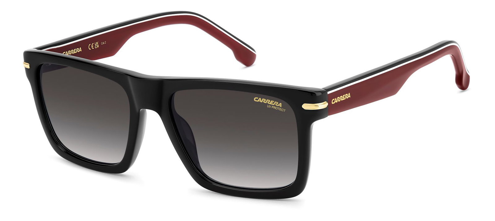 Zu sehen ist die Sonnenbrille 209300 von Carrera in der Farbe Schwarz/Rot.