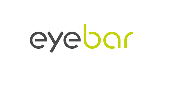 Das Bild zeigt das Eyebar Logo in den Farben Grau und Grün.