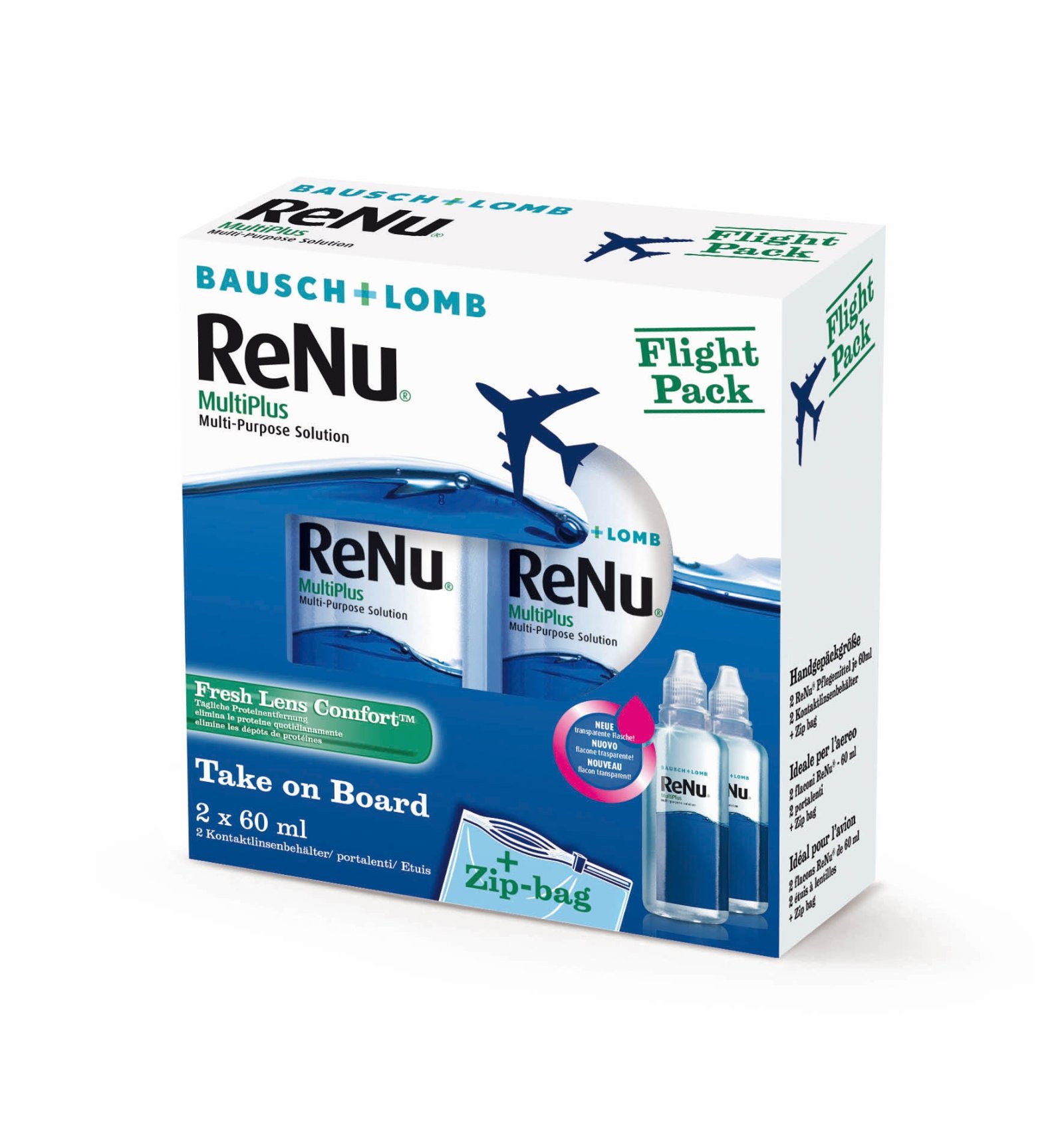 ReNu Multiplus Fresh Lens Comfort Flight Pack, Bausch & Lomb (2 x 60 ml)