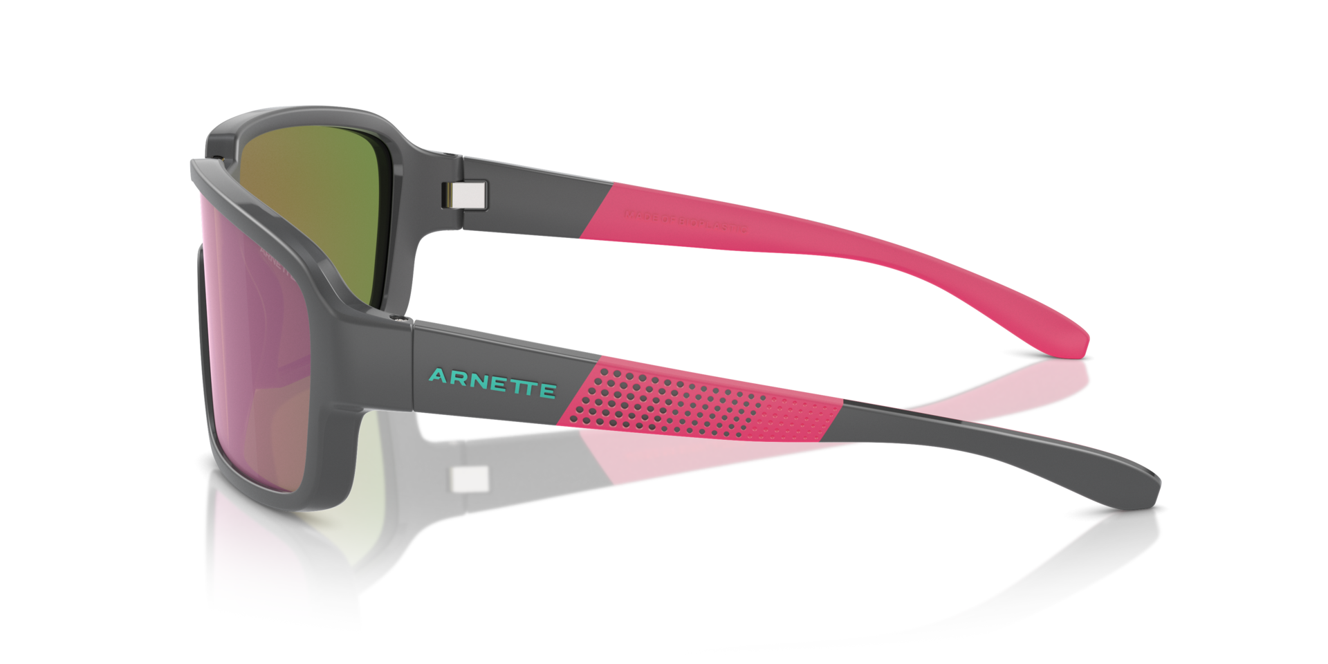 Das Bild zeigt die Sonnenbrille AN4335 28414X von der Marke Arnette in schwarz/rosa.