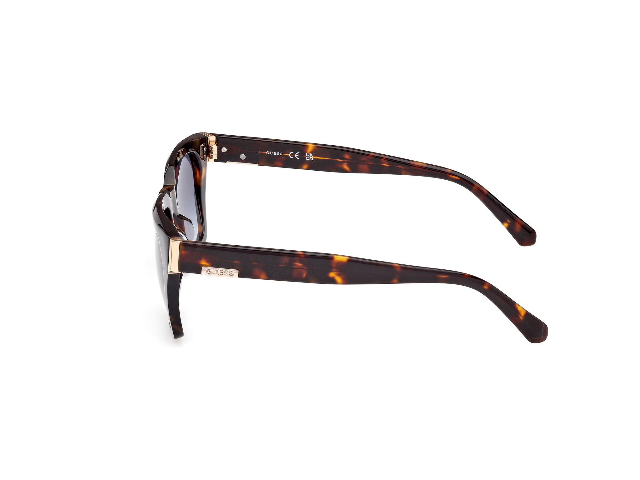 Das Bild zeigt die Sonnenbrille GU00172 52W von der Marke Guess in dunkel Havanna