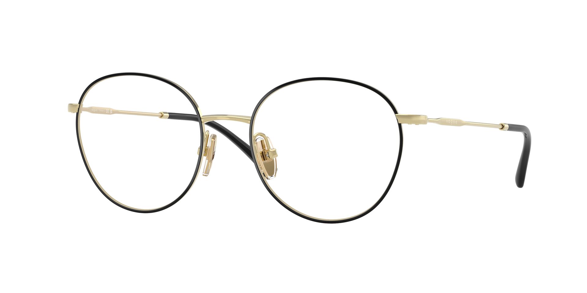 Das Bild zeigt die Korrektionsbrille 4280 von der Marke Vogue in der Farbe Schwarz Gold.