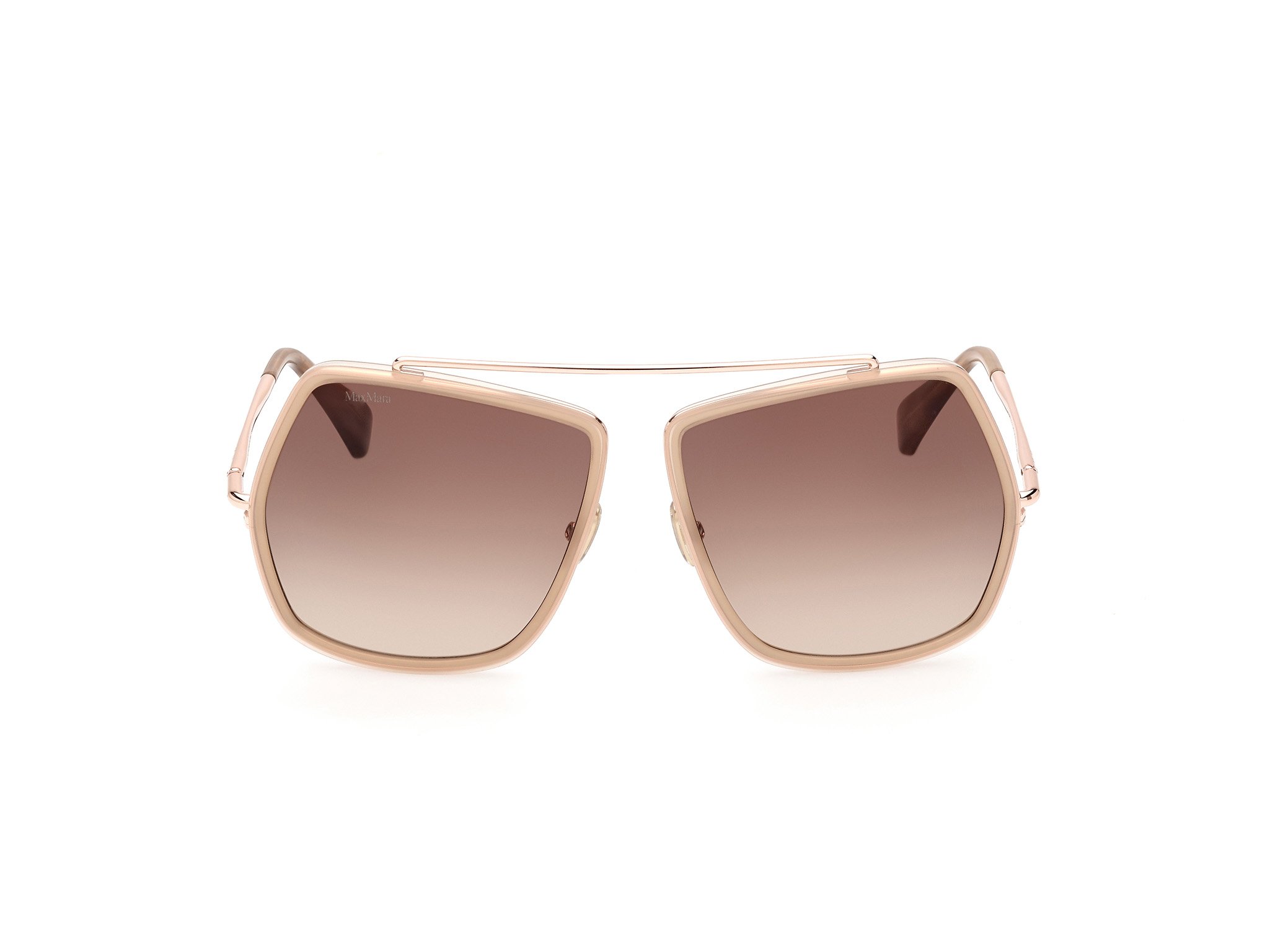 Das Bild zeigt die Sonnenbrille MM0060 60F von der Marke Max Mara in Beige/Rosegold.