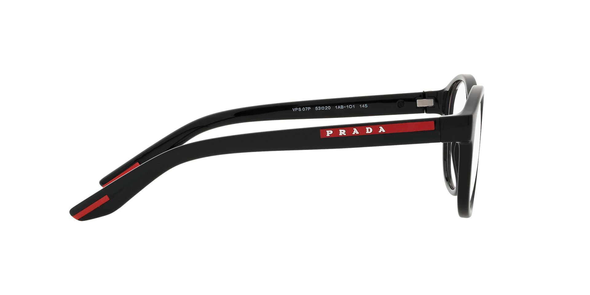 Das Bild zeigt die Bügel der Prada Linea Rossa Fassung PS07PV 1AB1O1.