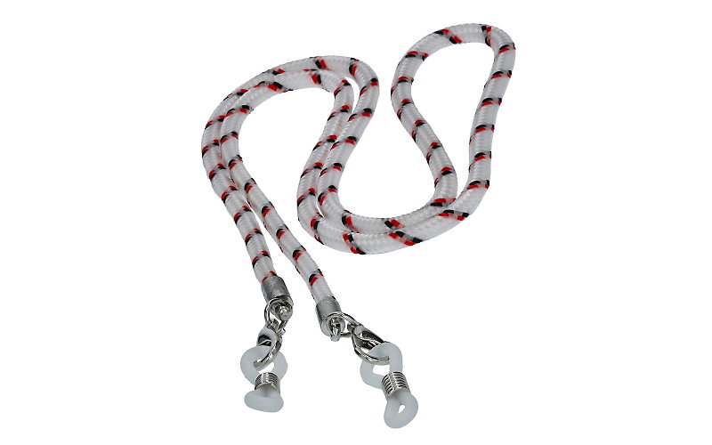 Brillenband Stoff Weiß Rot Schwarz