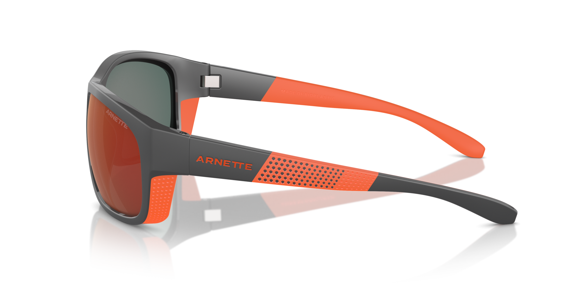 Das Bild zeigt die Sonnenbrille AN4337 28706Q von der Marke Arnette in grau/orange.