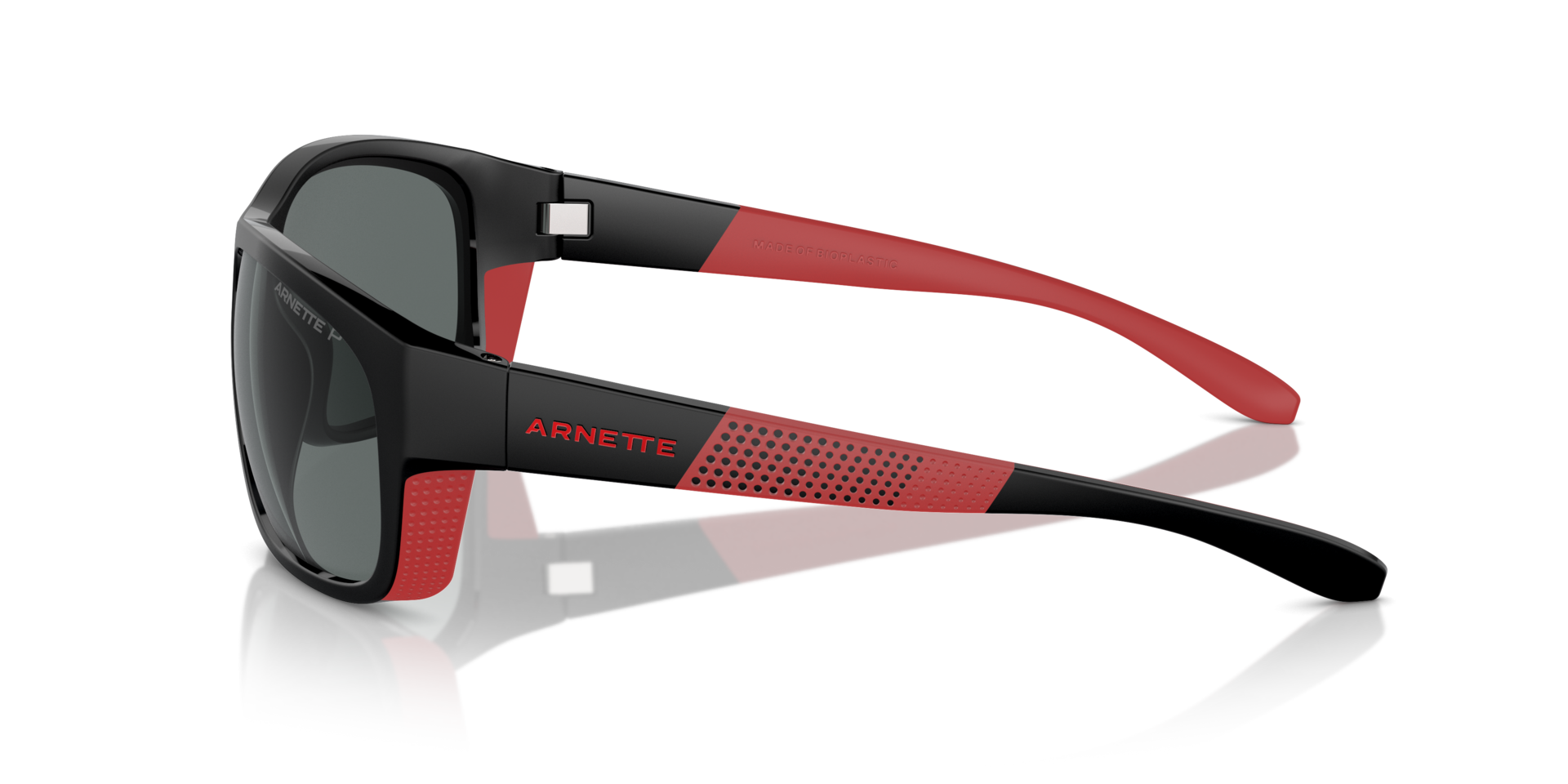 Das Bild zeigt die Sonnenbrille AN4337 275381 von der Marke Arnette in schwarz/rot.