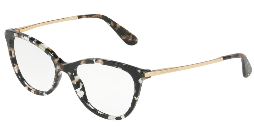Dolce & Gabbana DG3258 911 54 – Schwarze Kunststoffbrille mit Goldakzenten