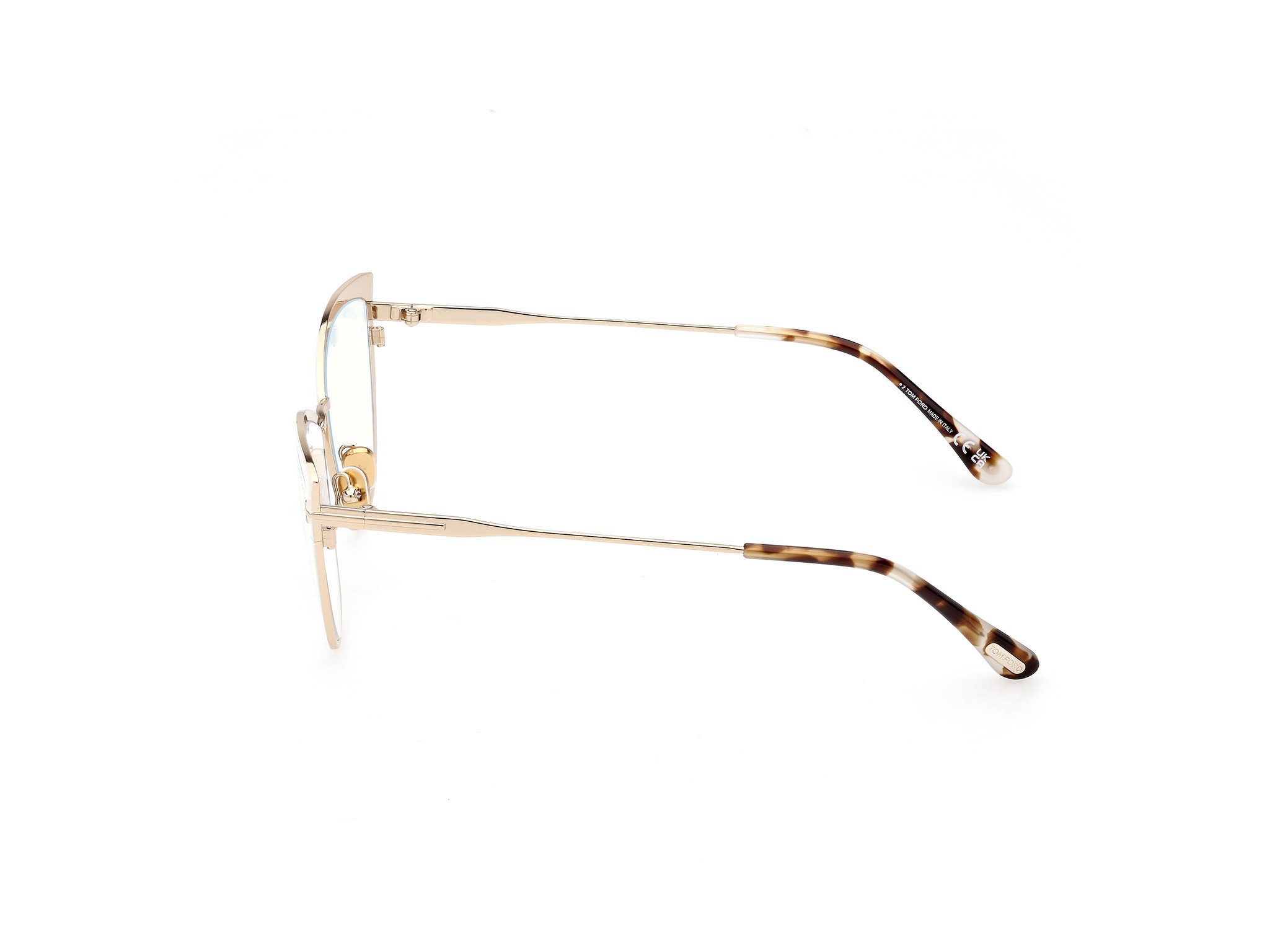 Das Bild zeigt die Korrektionsbrille FT5877-B 025 von der Marke Tom Ford in elfenbein/gold.