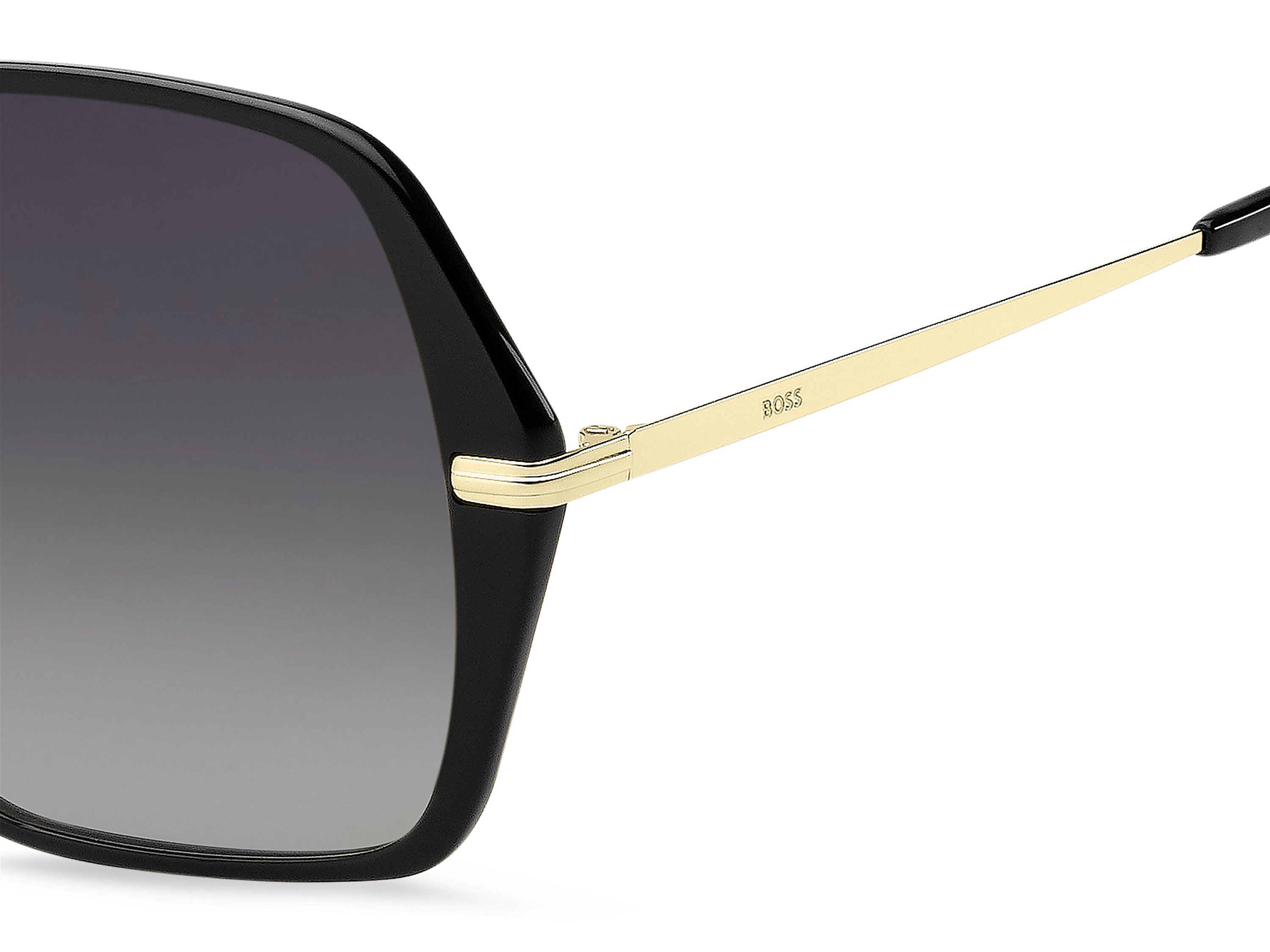 Das Bild zeigt die Sonnenbrille BOSS1660S 2M2 von der Marke BOSS in Schwarz/Gold.
