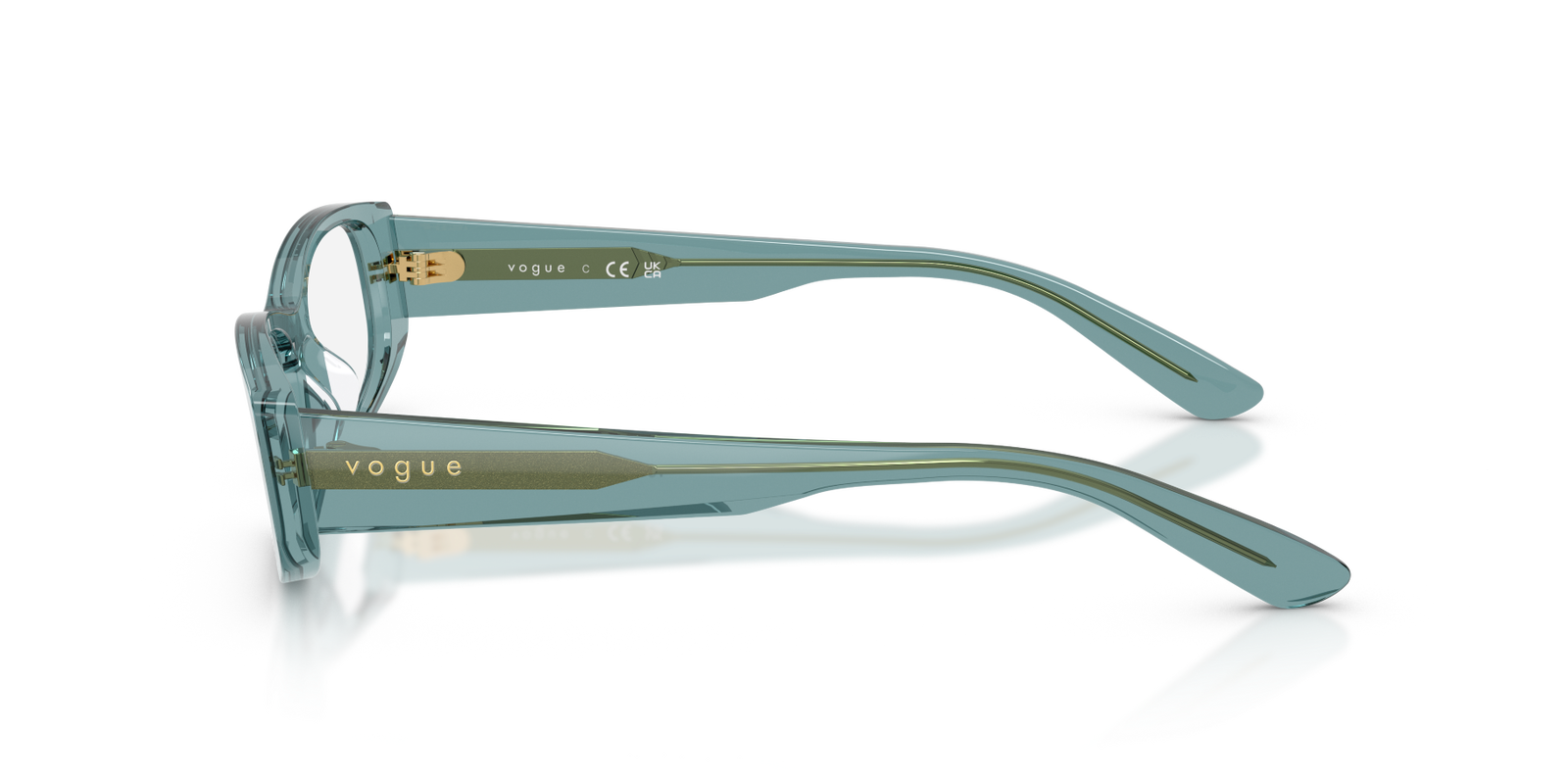 Das Bild zeigt die Sonnenbrille 0VO5699U von Vogue in der Farbe Hellblau Transparent.