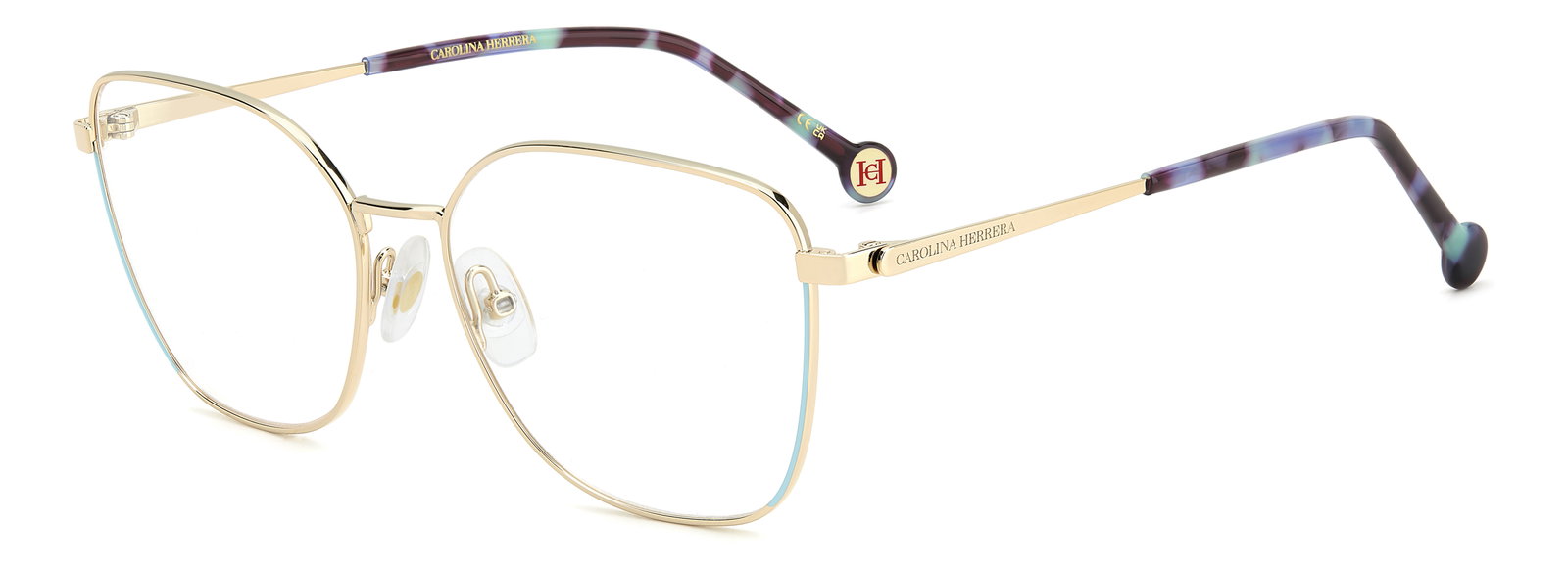Carolina Herrera 0295 2M2 55 – Runde Damenbrille Gelb Blau Metall