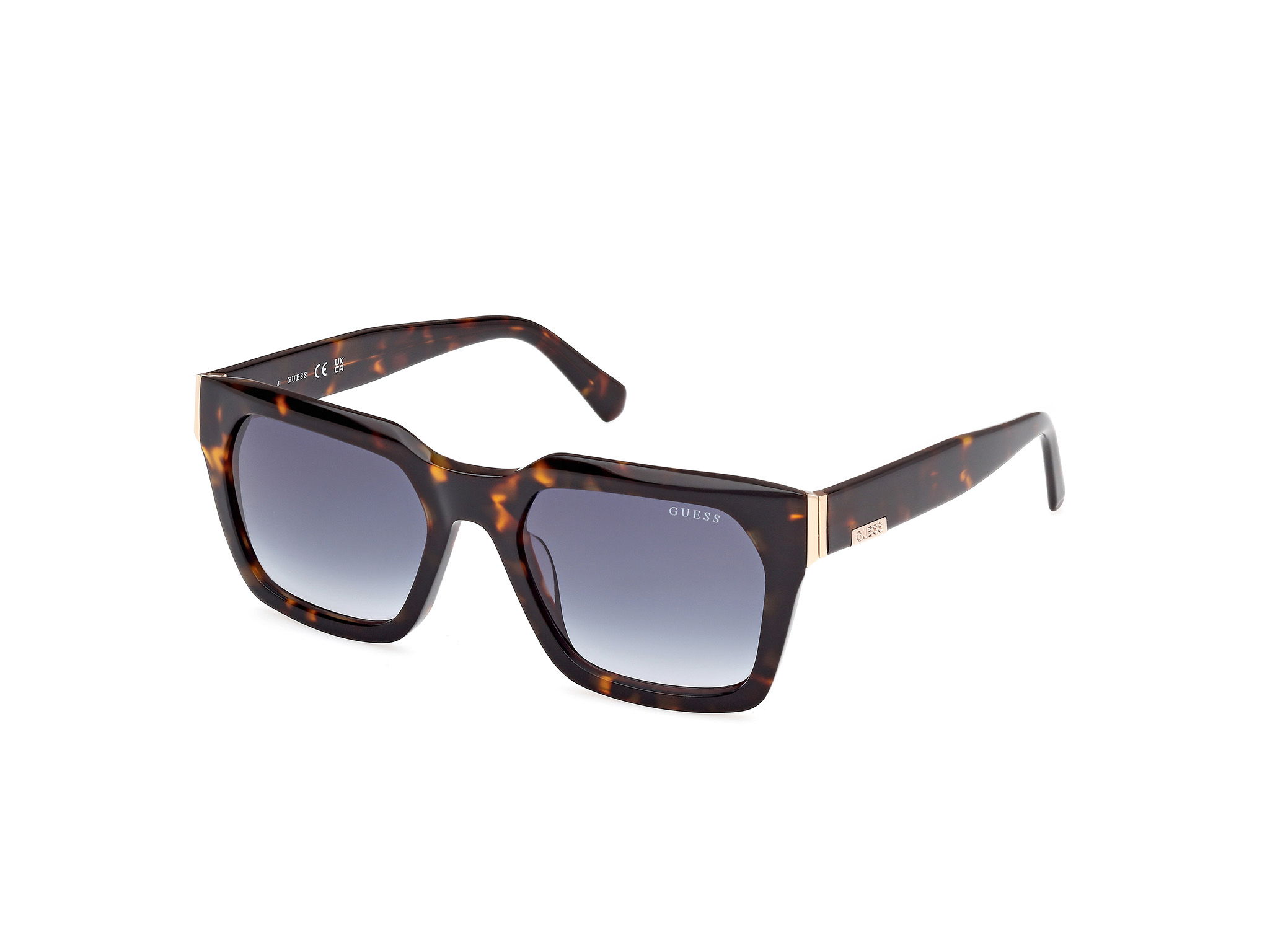 Das Bild zeigt die Sonnenbrille GU00172 52W von der Marke Guess in dunkel Havanna