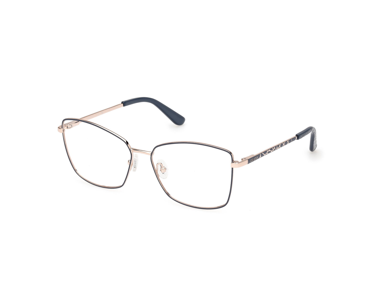 Guess GU50170 091 – Quadratische Damenbrille Matt Blau Metall