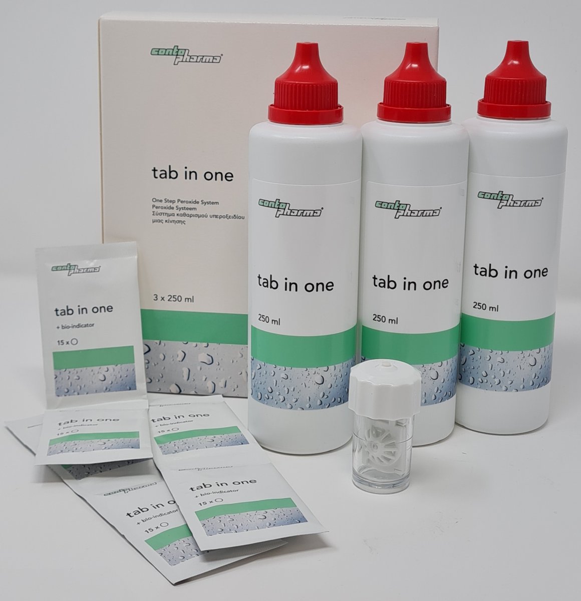 Contopharma Tab In One Kontaktlinsen-Pflegemittel Vorratspackung 3x250 ml + 90 Tabl.