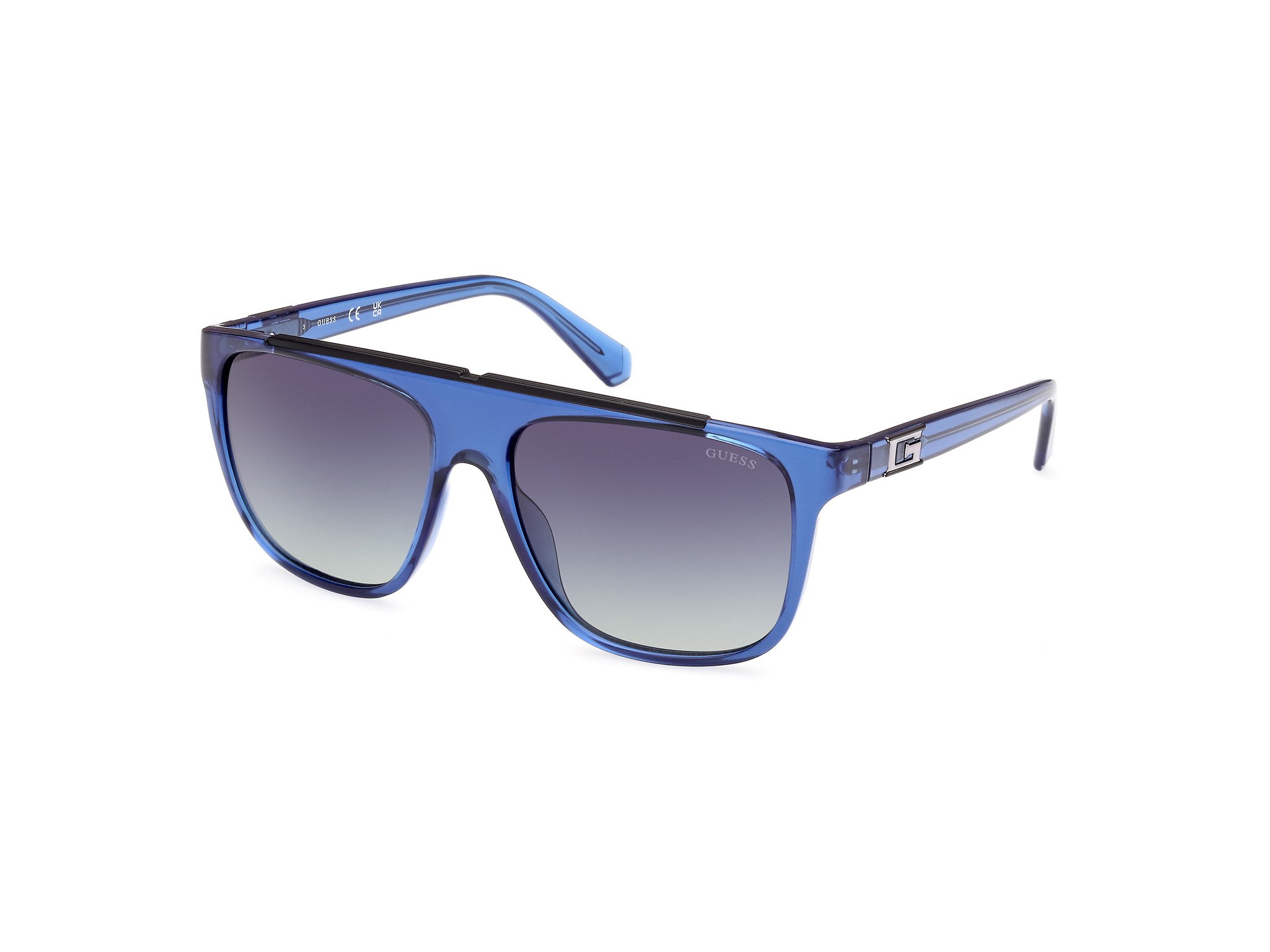Das Bild zeigt die Sonnenbrille GU00123 90W von der Marke Guess in Blau.