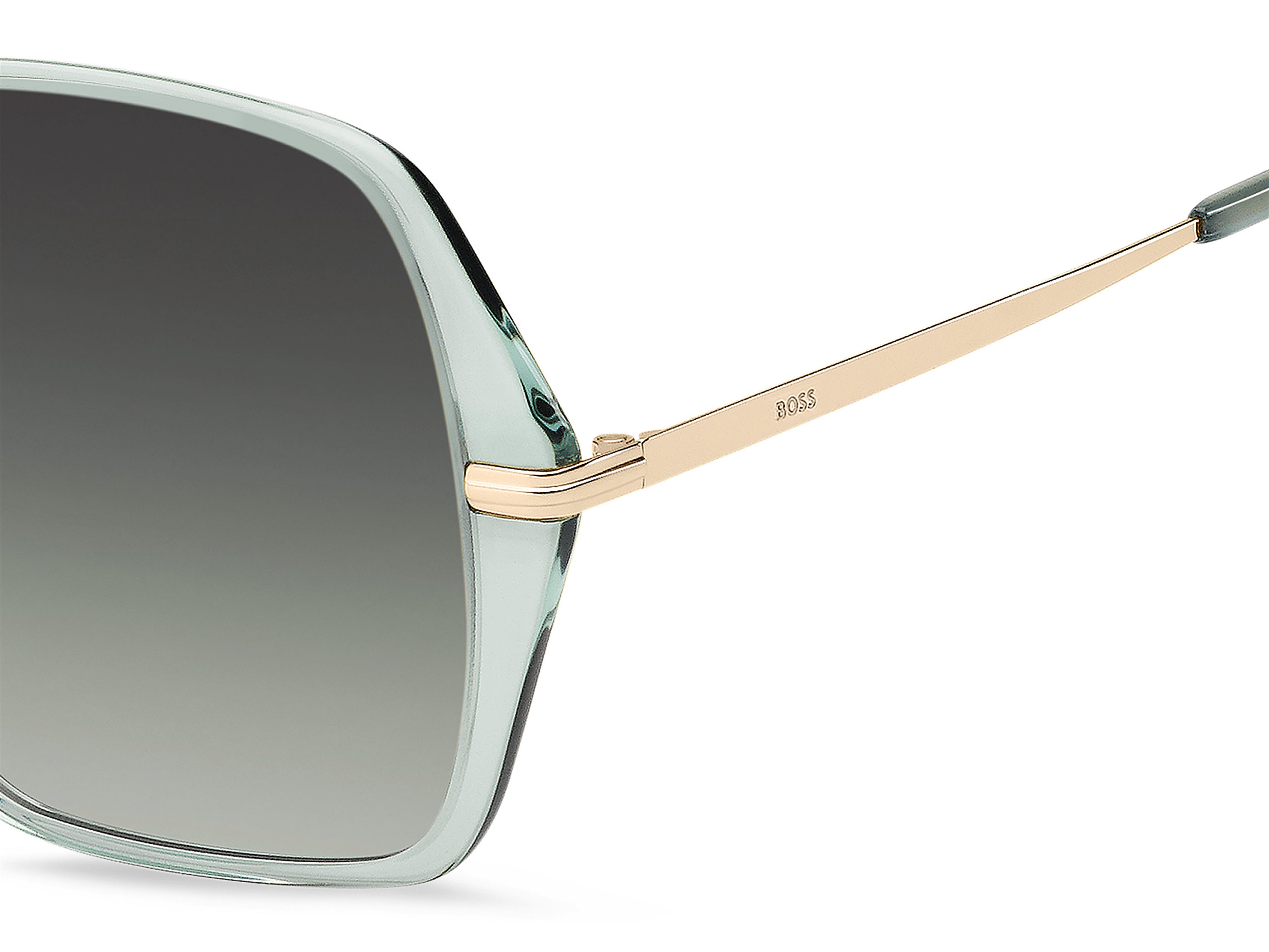 Das Bild zeigt die Sonnenbrille BOSS1660S PEF von der Marke BOSS in Grün/Gold.