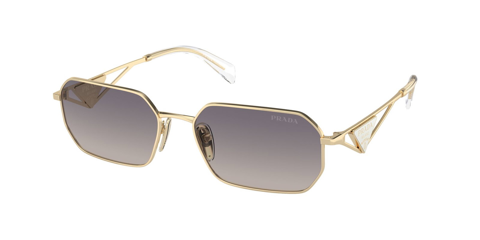 Das Bild zeigt die Sonnenbrille 0PR A51S ZVN30C von der Marke Prada in Hellgold.