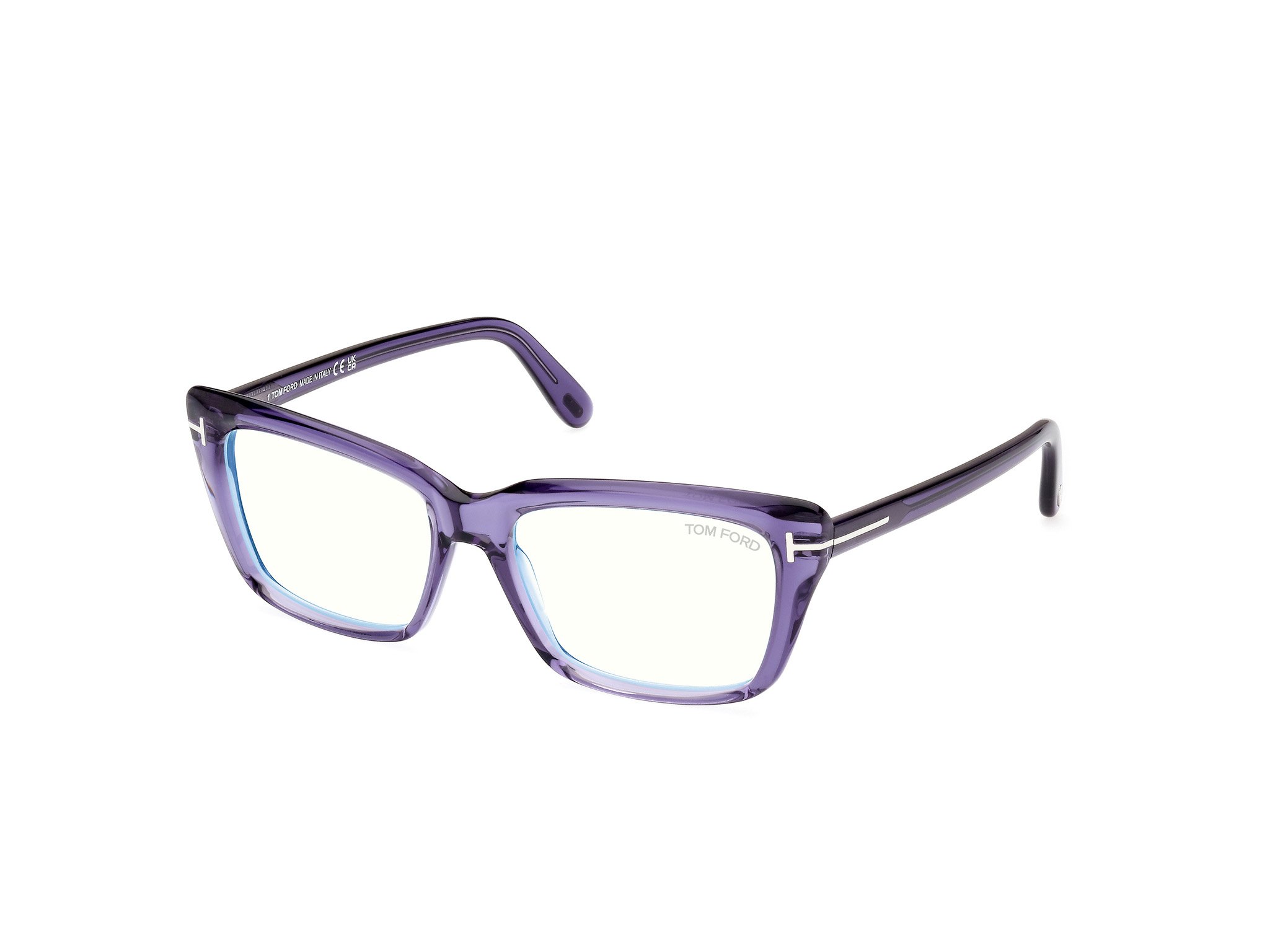 Das Bild zeigt die Korrektionsbrille FT5894-B 081 von der Marke Tom Ford in violett.