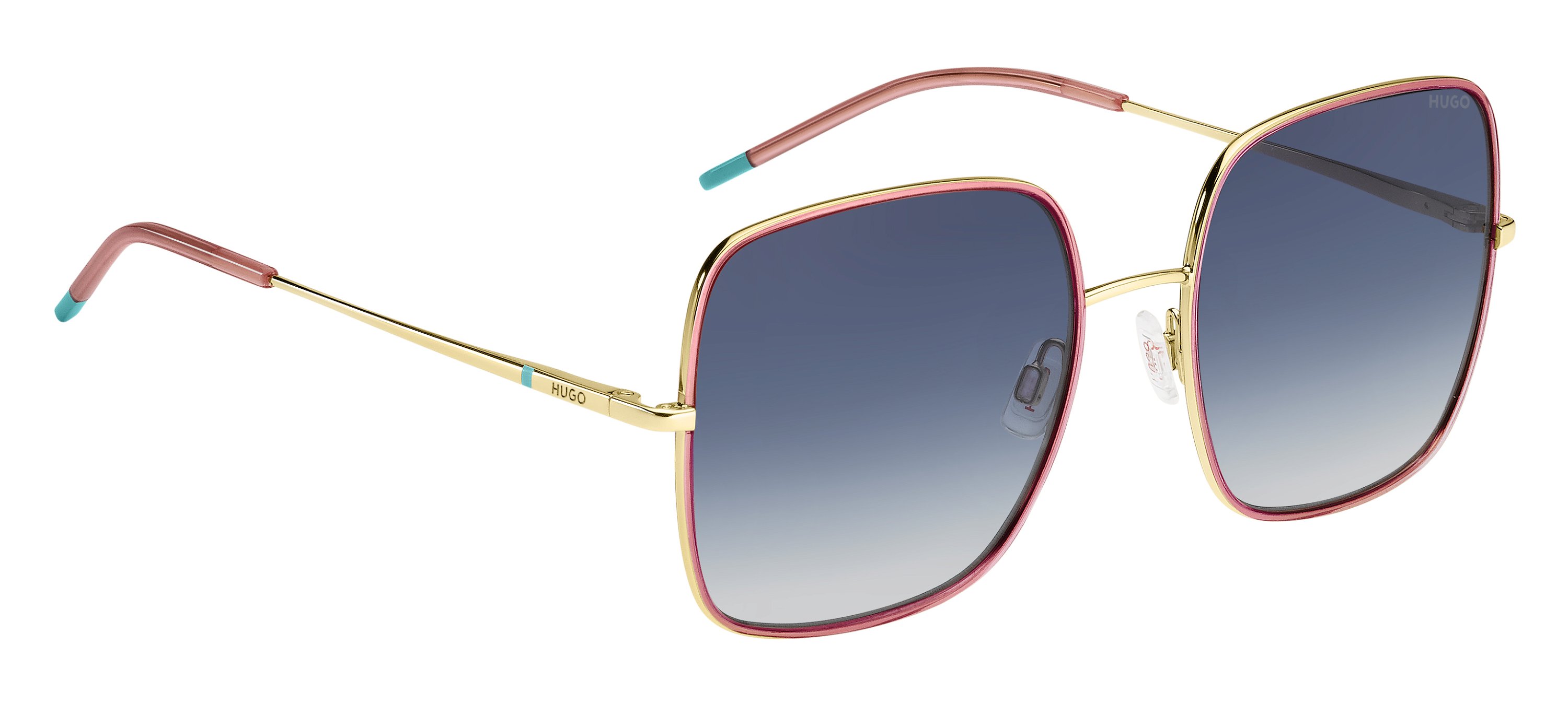 Das Bild zeigt die Sonnenbrille HG1293/S EYR von der Marke Hugo in gold/pink.