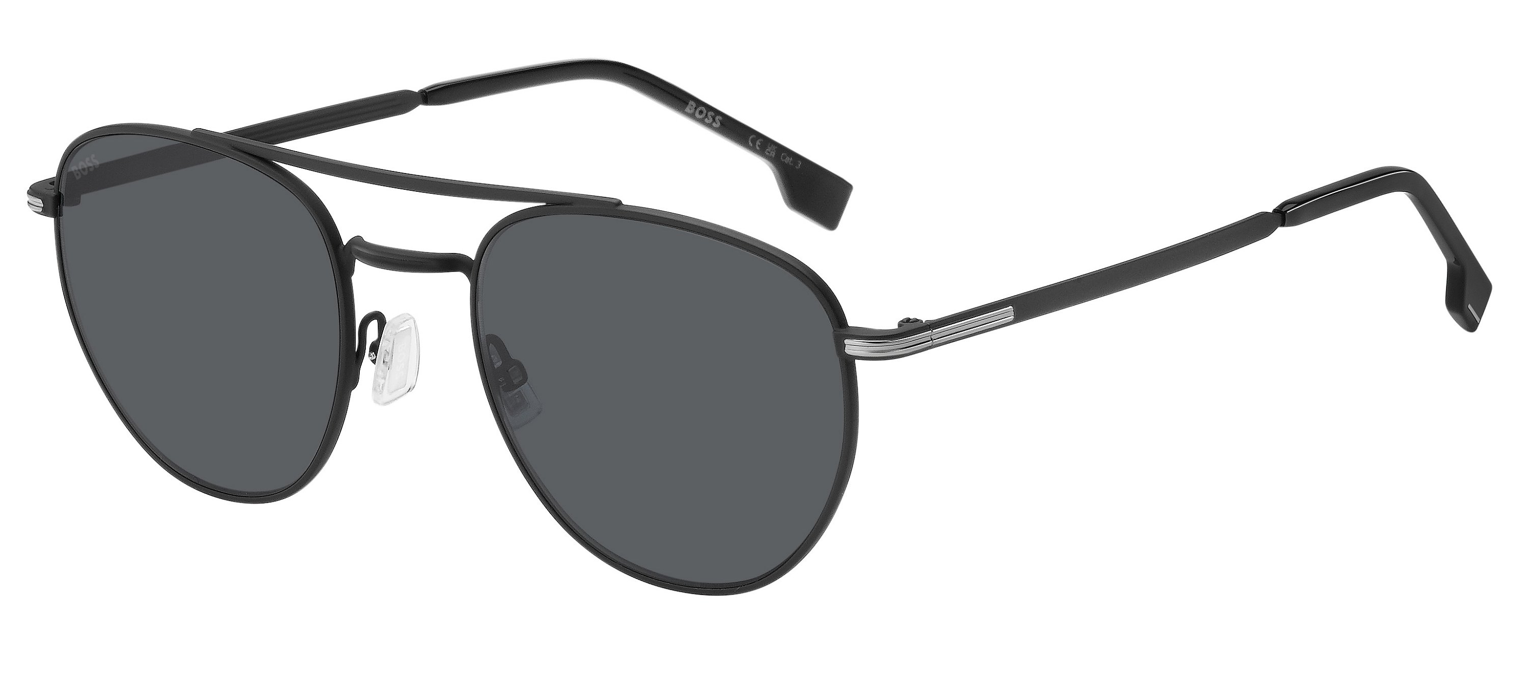 Das Bild zeigt die Sonnenbrille BOSS1631S 003 von der Marke BOSS in Schwarz.