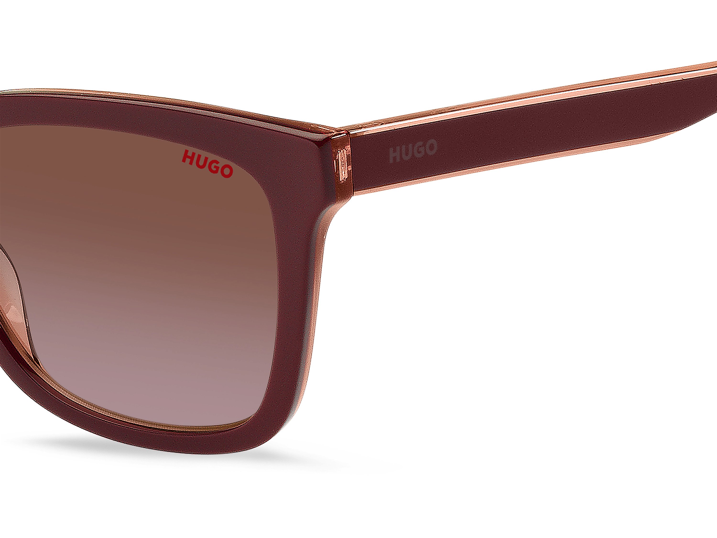 Das Bild zeigt die Sonnenbrille HG1248/S 0T5 von der Marke Hugo in schwarz/rot.