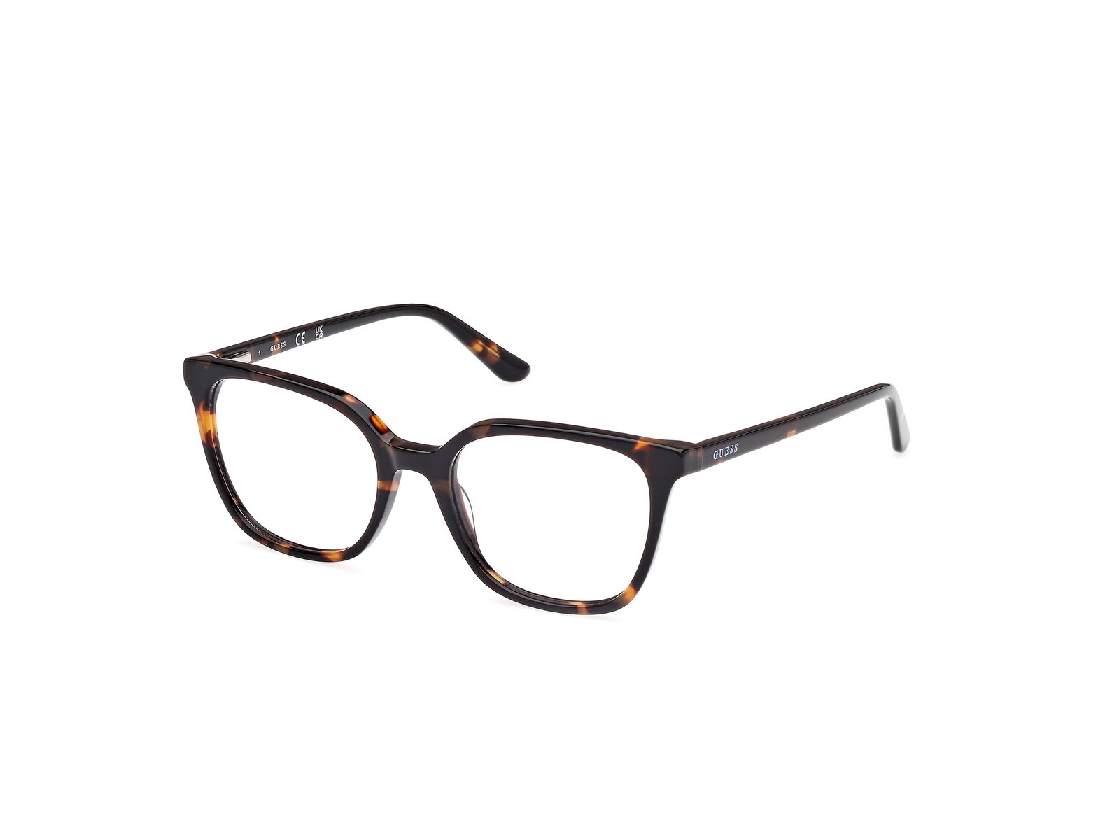 Guess GU50165 052 – Quadratische Damenbrille Dunkelhavanna Kunststoff
