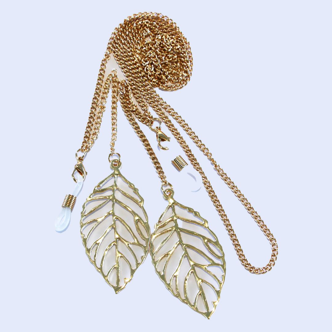 Zu sehen ist eine Brillenkette in gold.