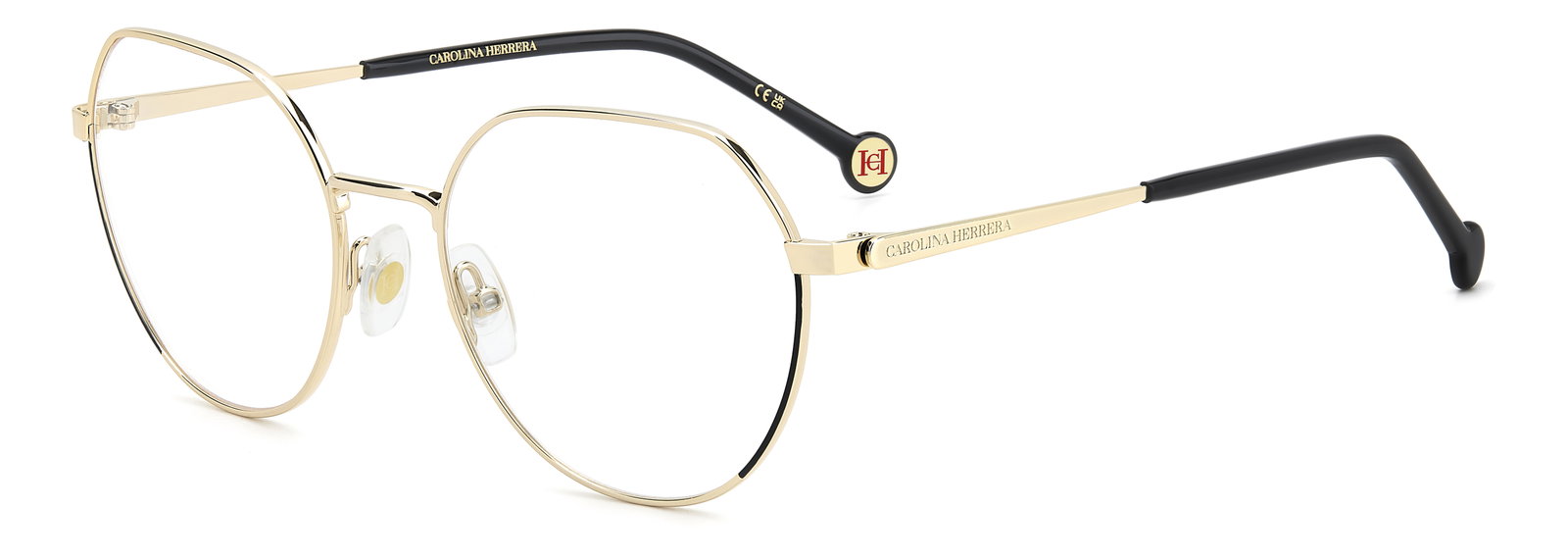Carolina Herrera 0296 2M2 – Runde Damenbrille Schwarz Gold Metall