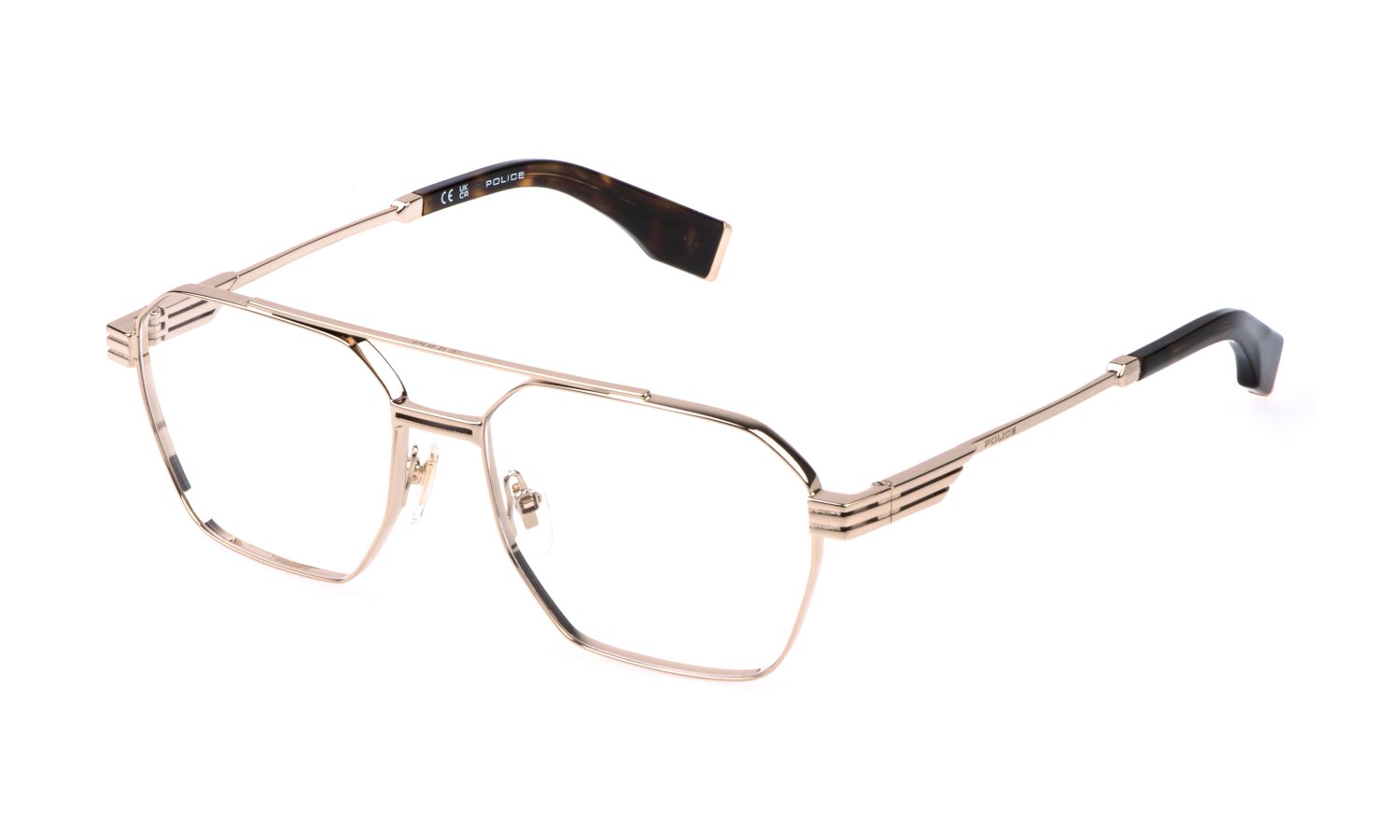 Police VPLQ76 0300 56 – Mehreckige Roségold Metallbrille