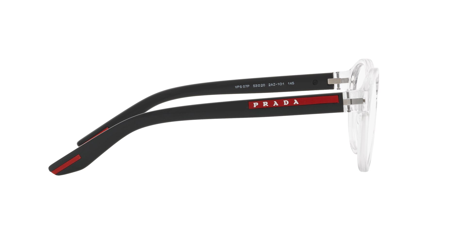 Das Bild zeigt die Bügel der Prada Linea Rossa Fassung PS07PV 2AZ1O1.